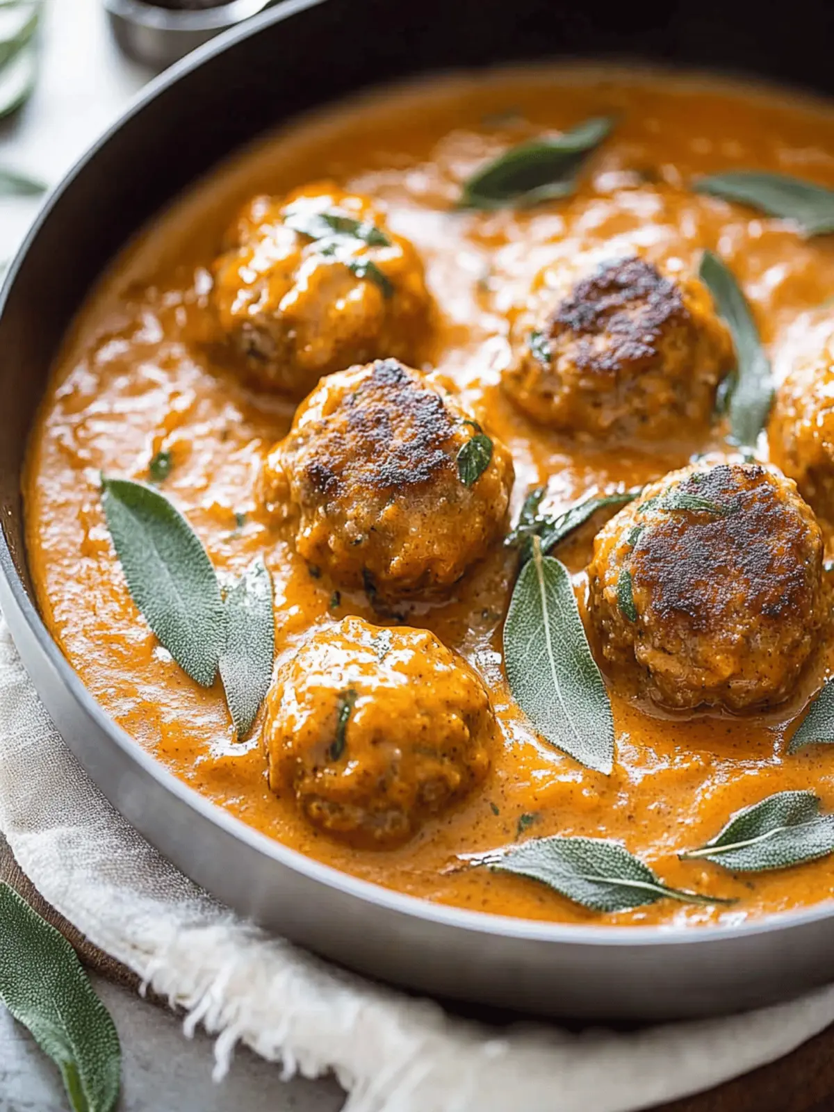Turkey Meatballs in Pumpkin Sage Sauce