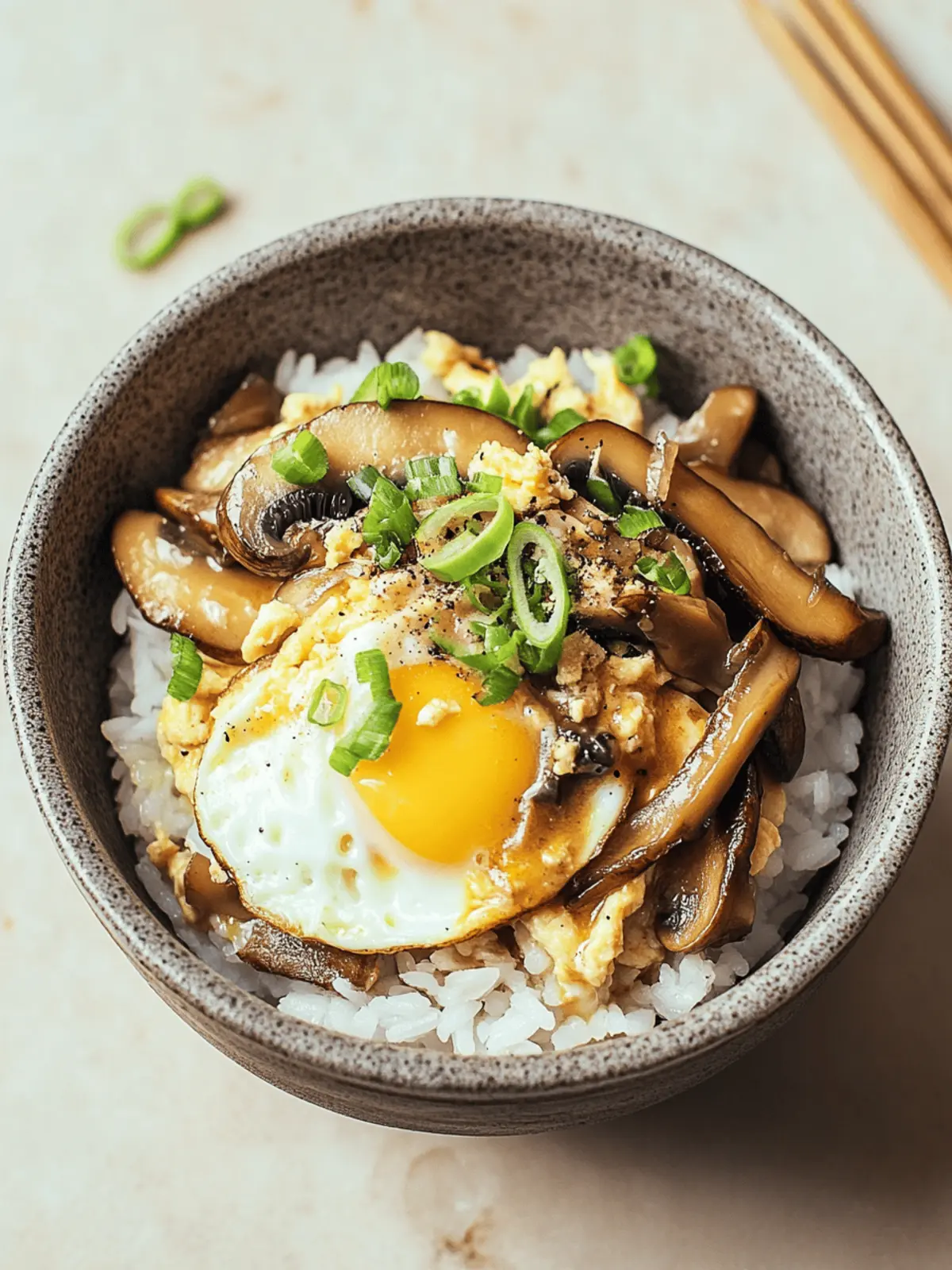 Mushroom and Egg Rice Bowl