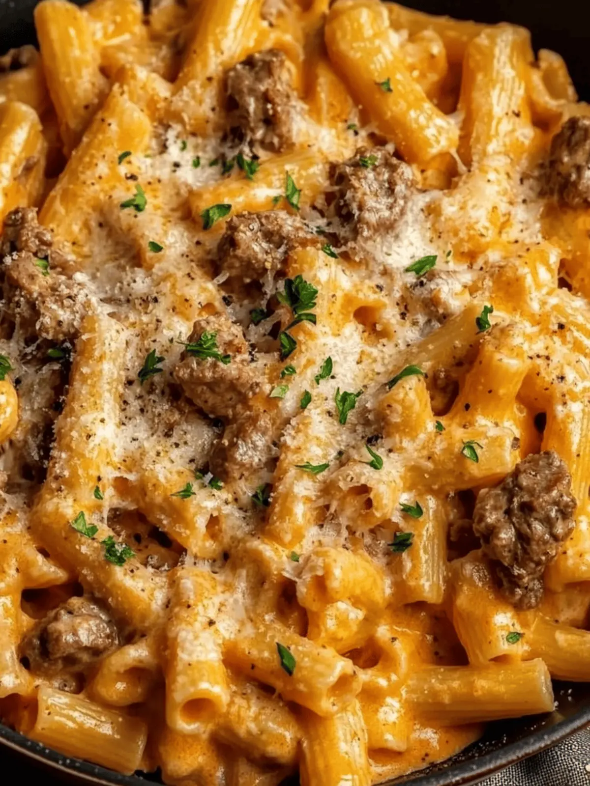 High Protein Creamy Beef Pasta