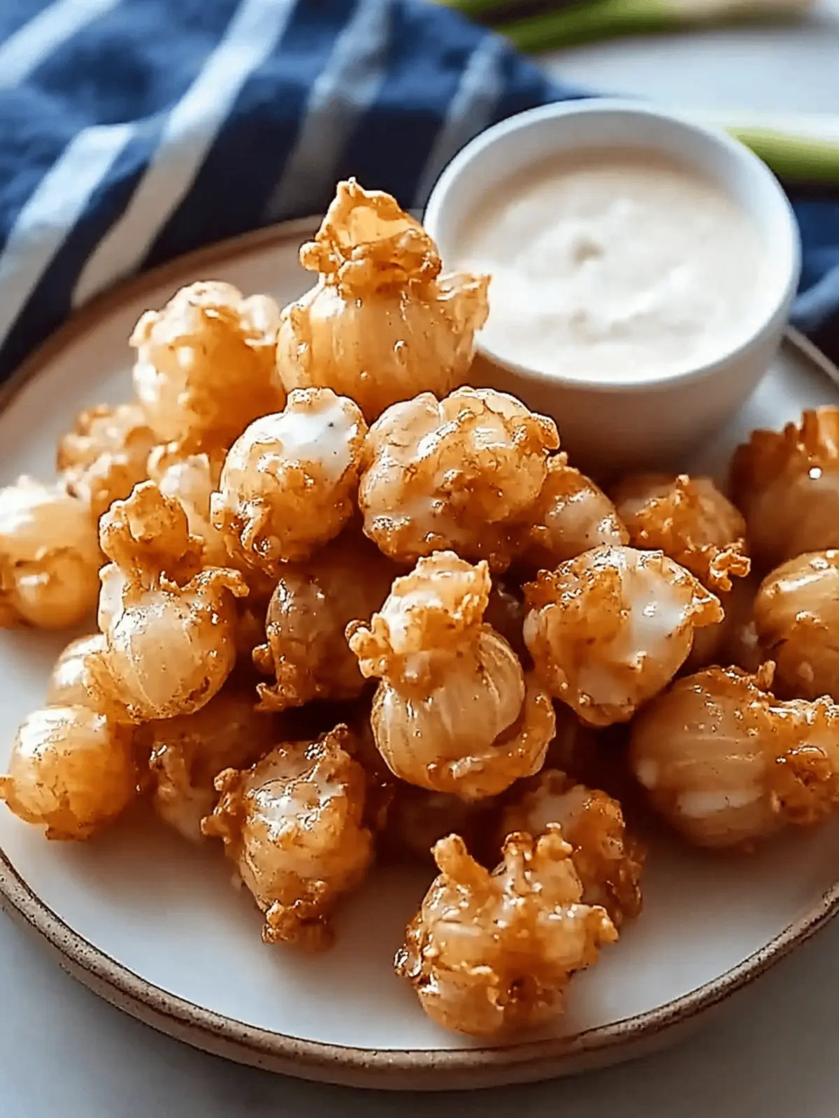 Bite-Sized Blooming Onions with Buttermilk Ranch Dip