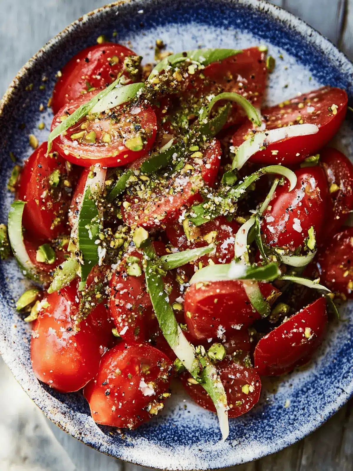 Tomatoes with Pistachios and Scallions