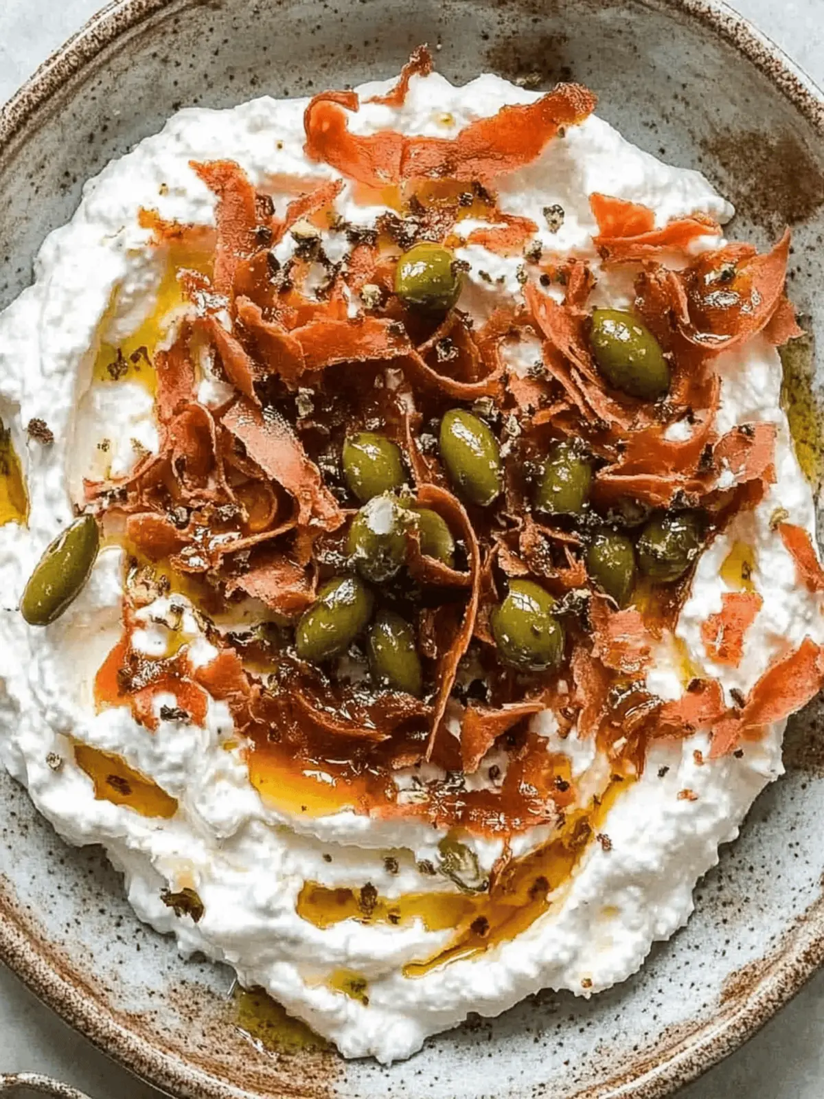 Whipped Ricotta and Crispy Hot Honey Mortadella Dip