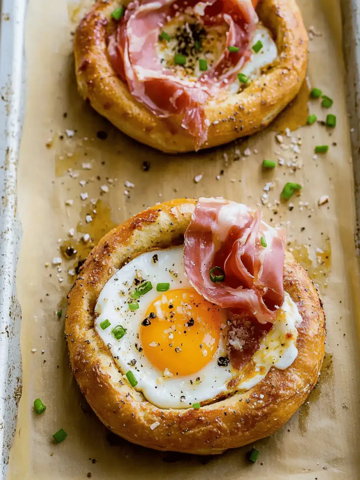 Egg in a Bagel Hole with Cheese & Prosciutto