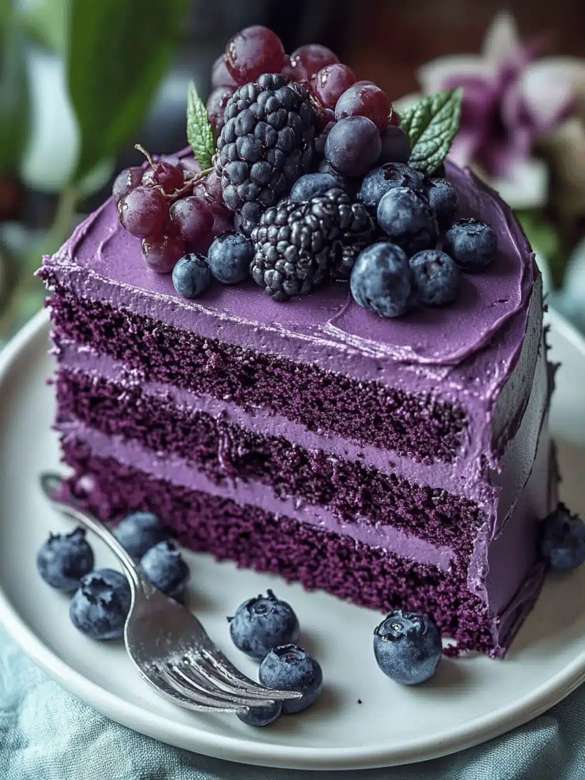 Royal Purple Velvet Cake with Creamy Vanilla Frosting