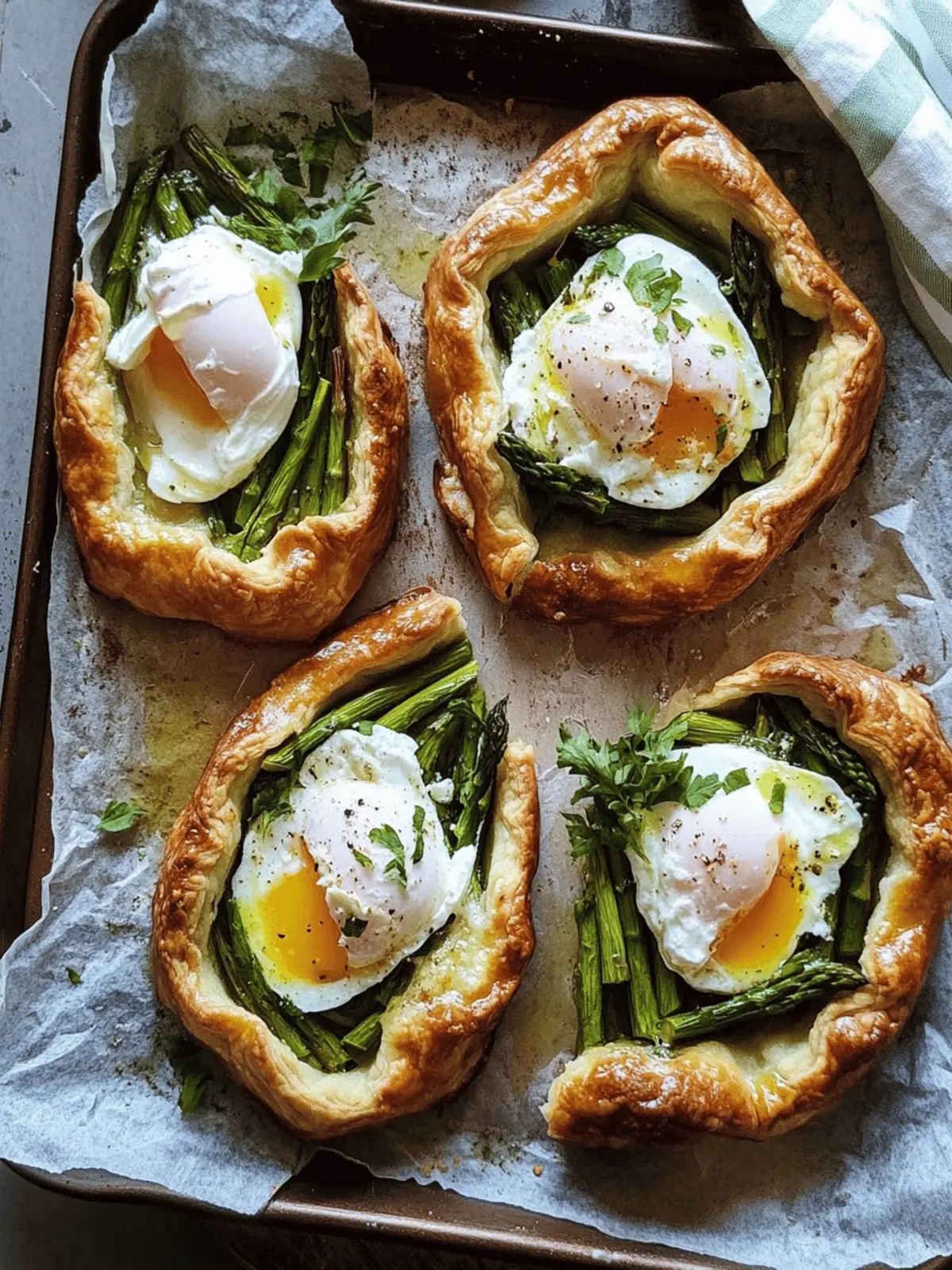 Asparagus Tart with Whipped Feta and Poached Eggs