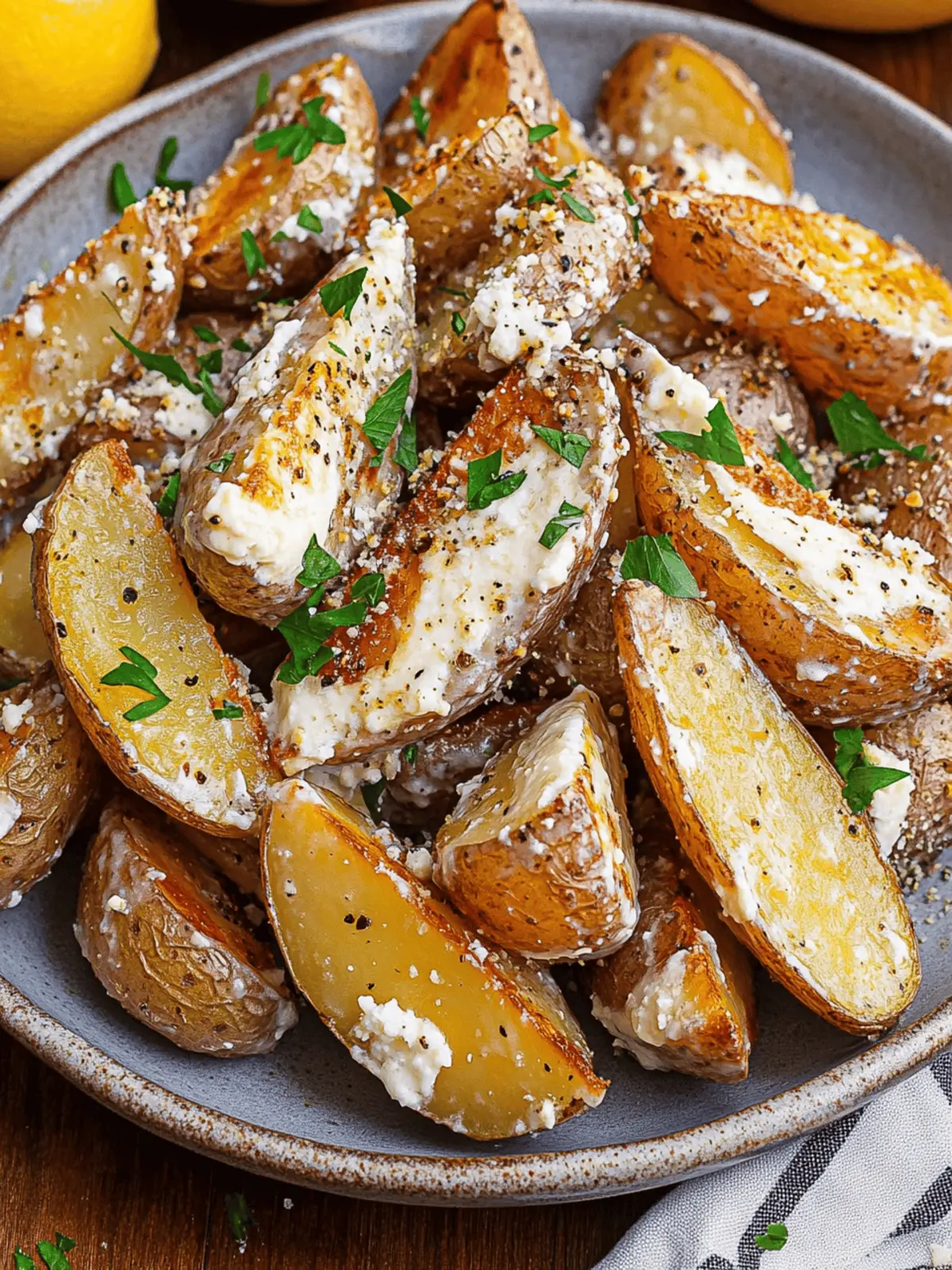 Roasted Potatoes in a Melted Goat Cheese Dressing