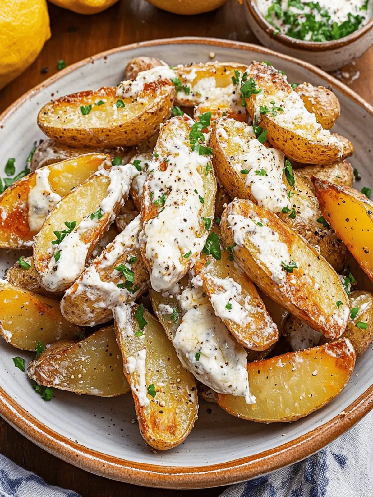 Roasted Potatoes in a Melted Goat Cheese Dressing