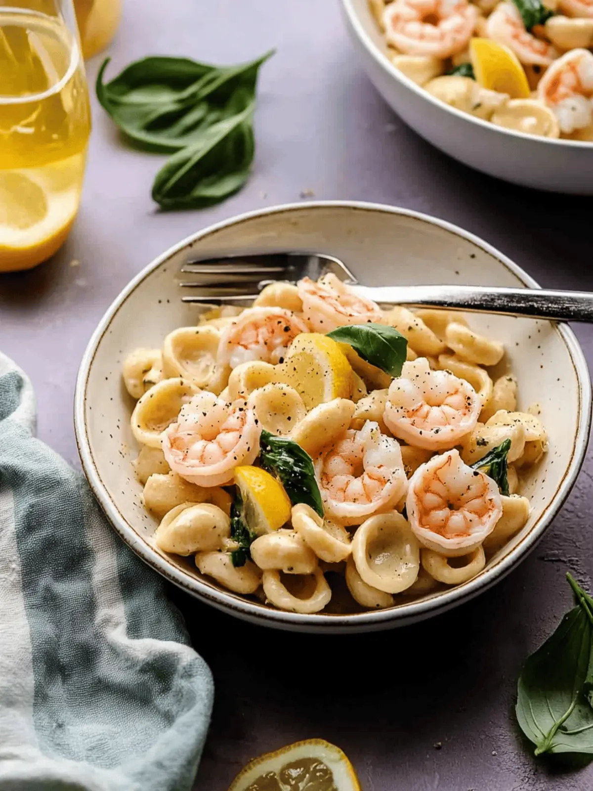 Shrimp Orecchiette with Lemon Garlic Cream Sauce