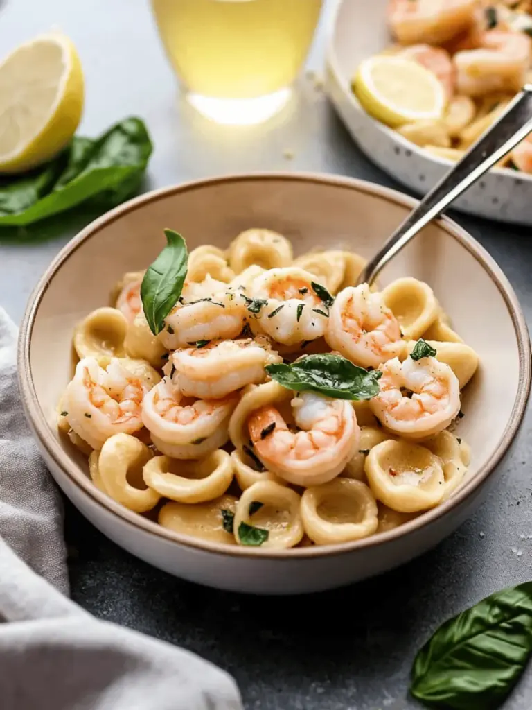 Shrimp Orecchiette with Lemon Garlic Cream Sauce