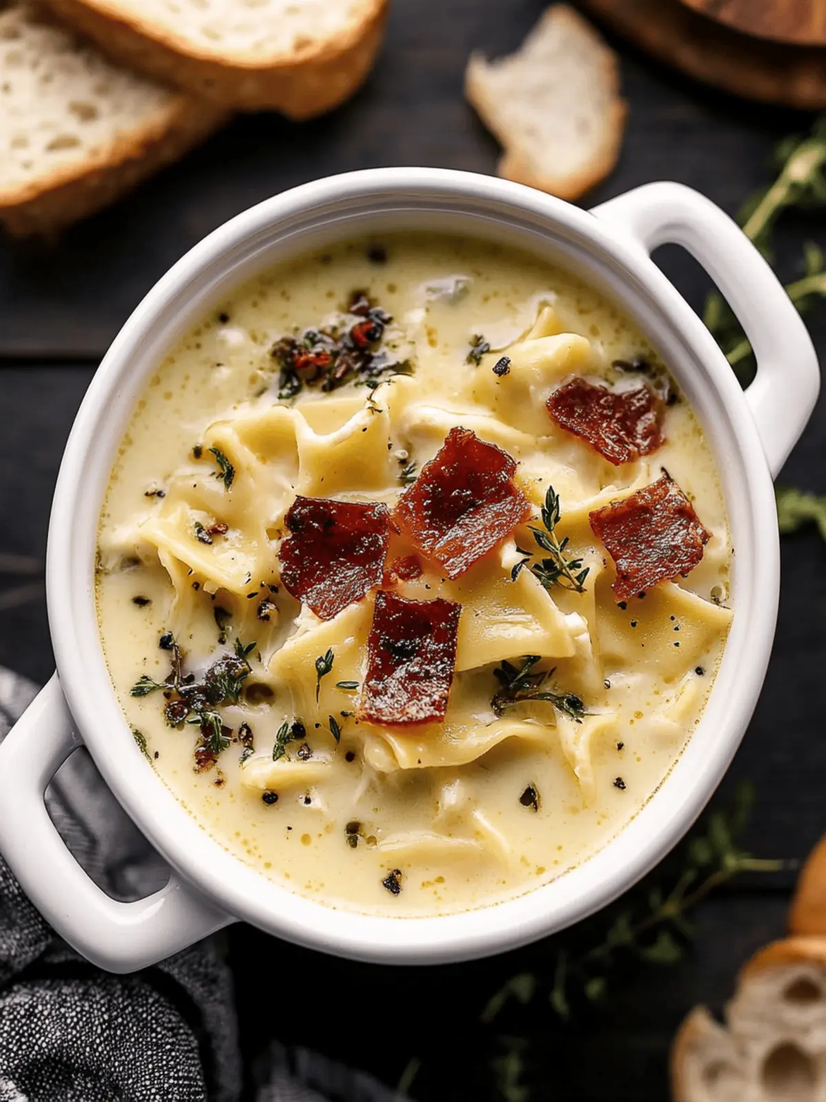 Creamy White Chicken Lasagna Soup
