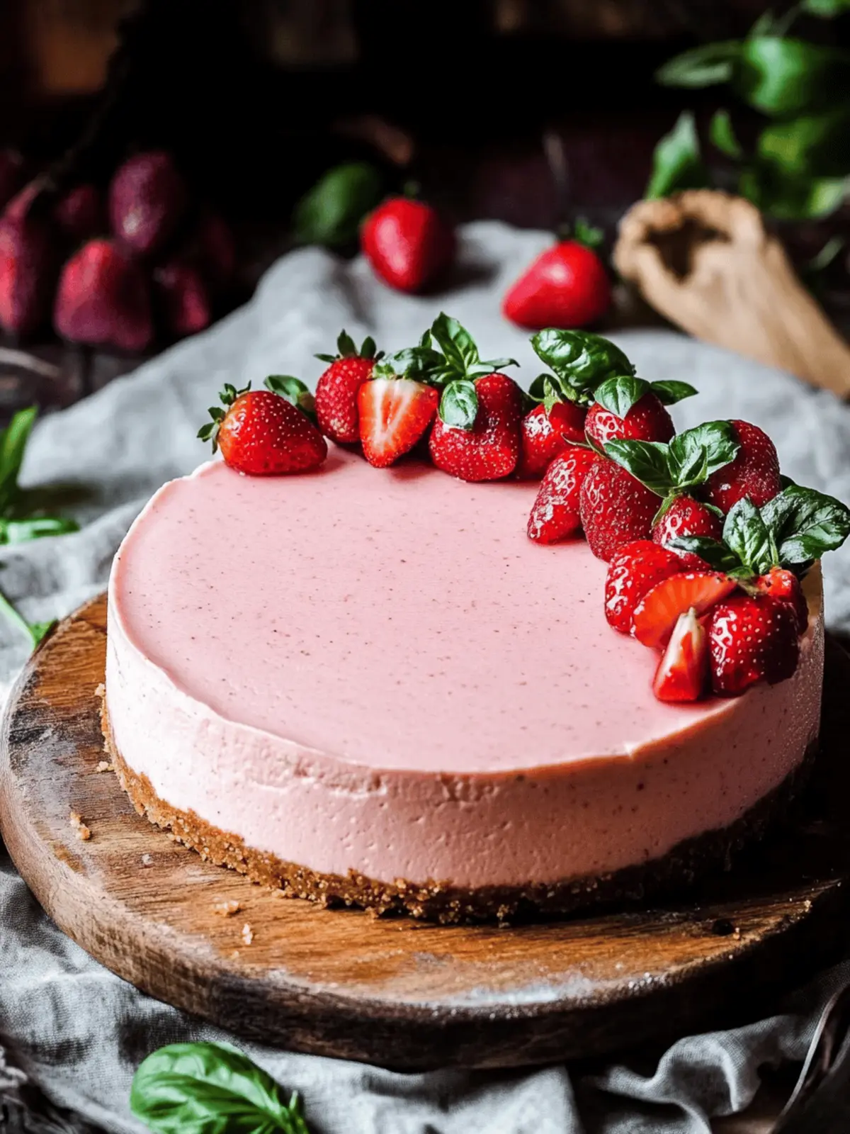 Strawberry Basil Cheesecake