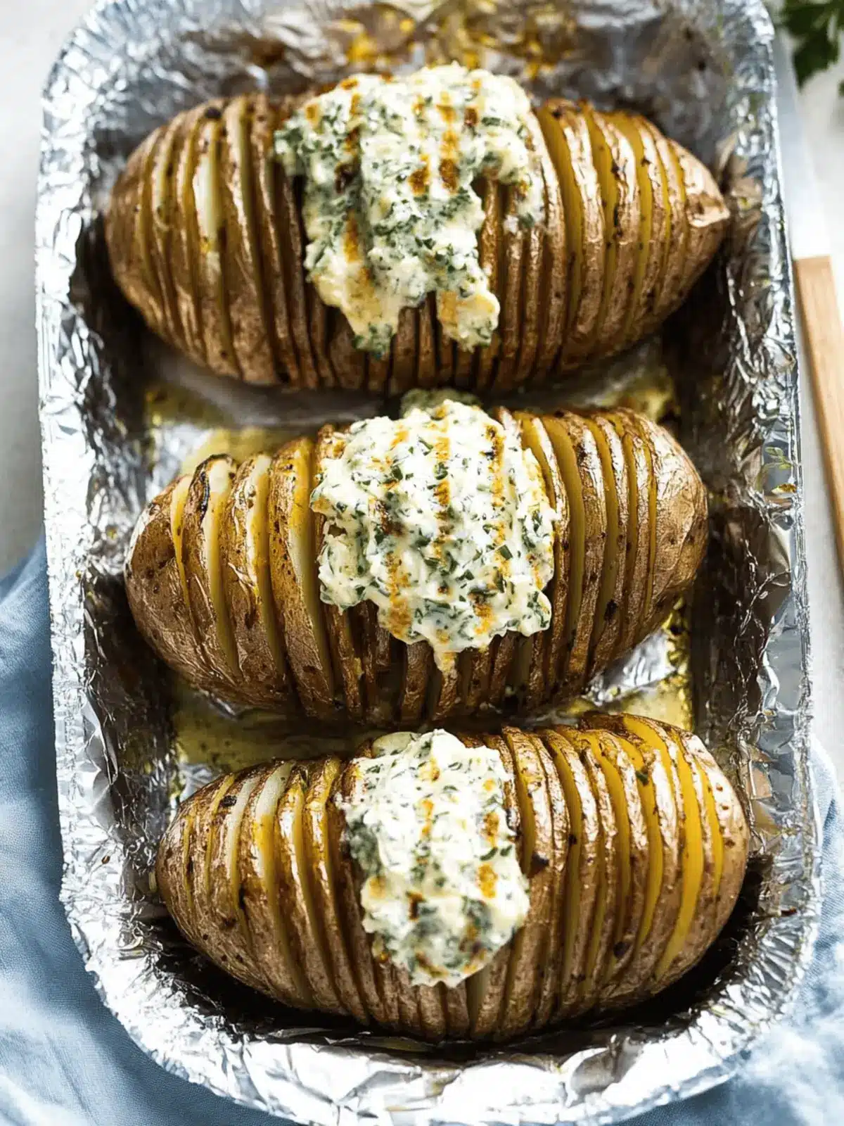 Grilled Hasselback Potatoes with Chive Butter