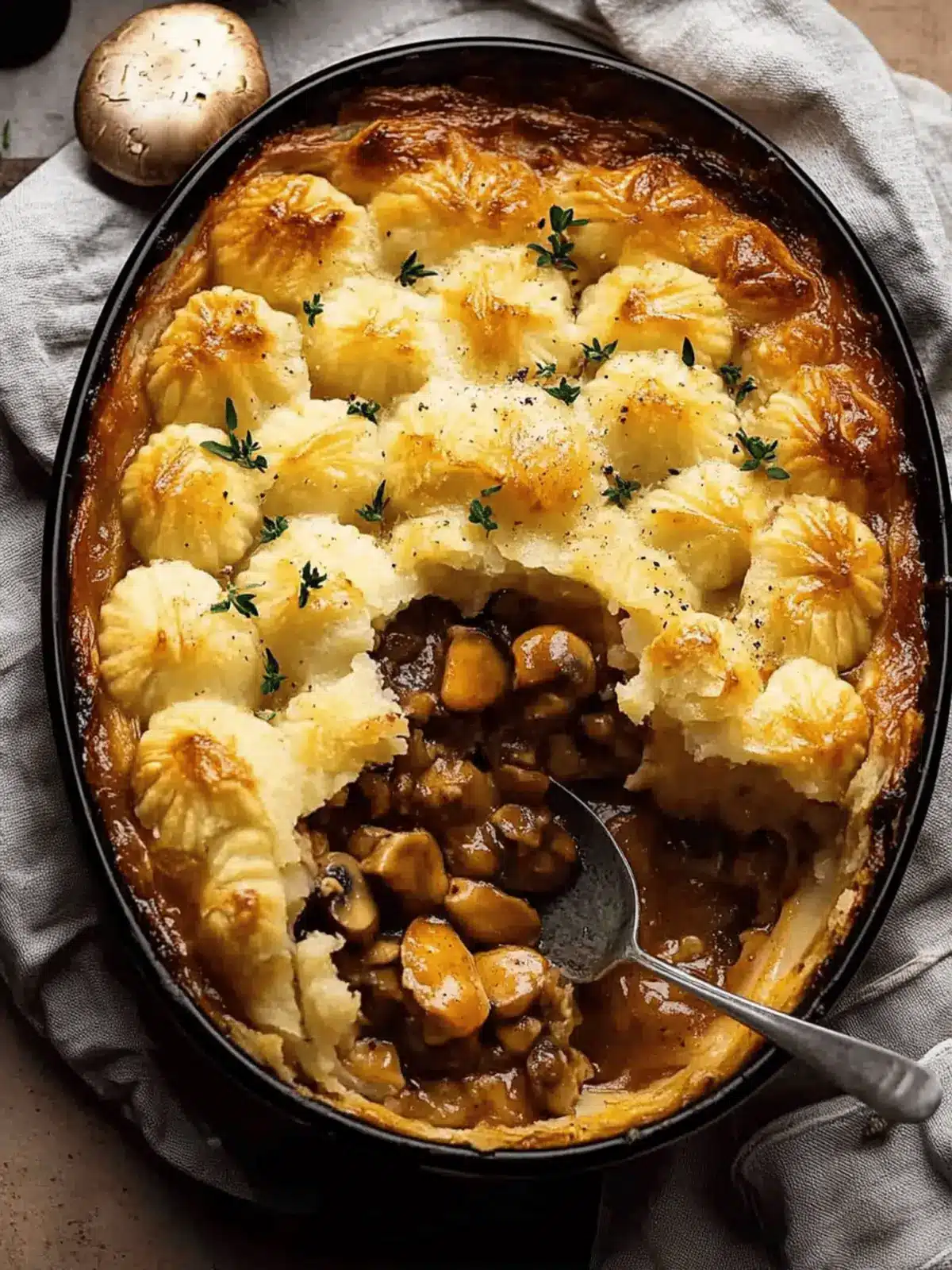 Chicken Mushroom Pie with Duchess Potato