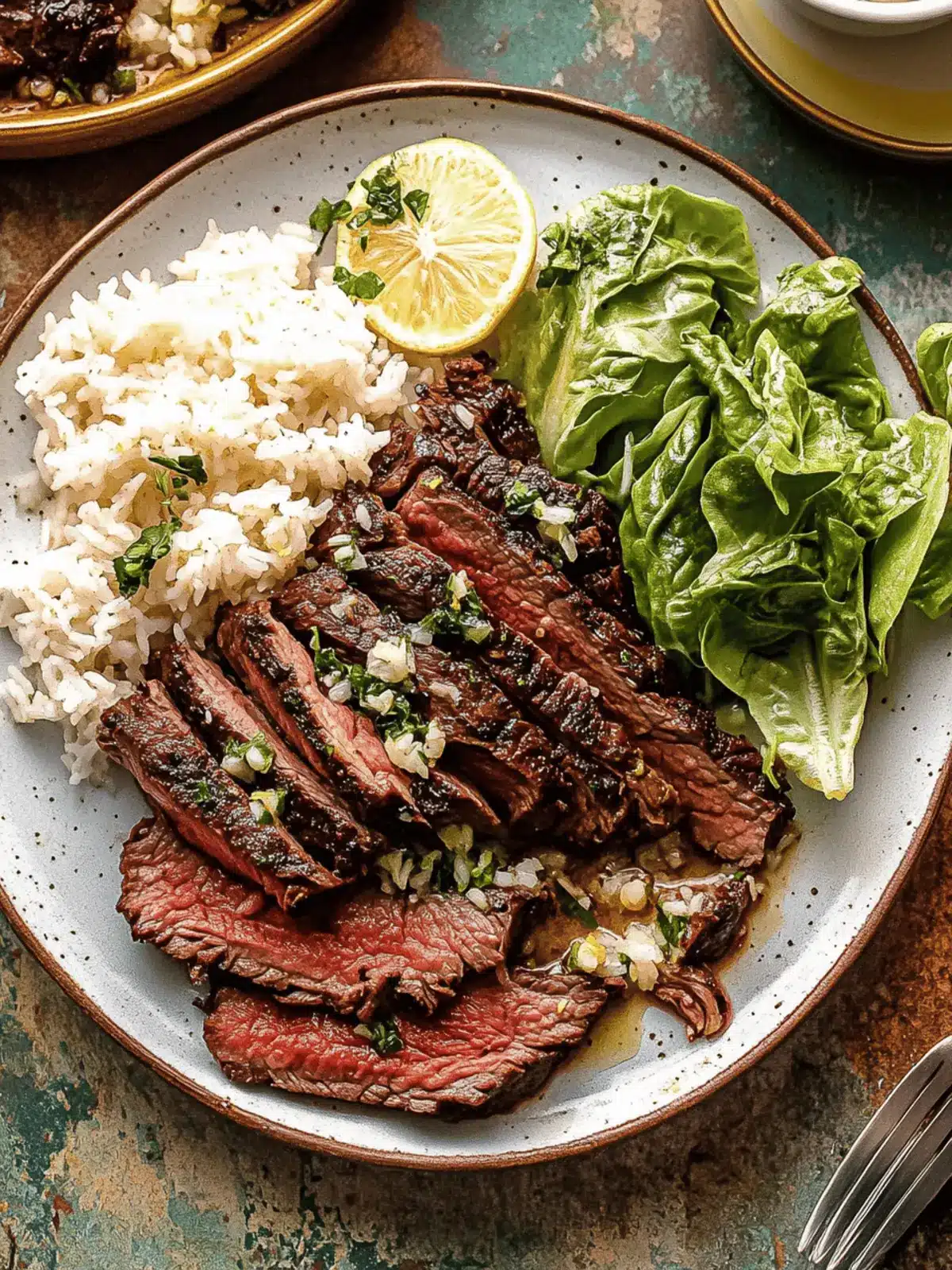 30 Minute Herby Lemon Garlic Steak and Rice
