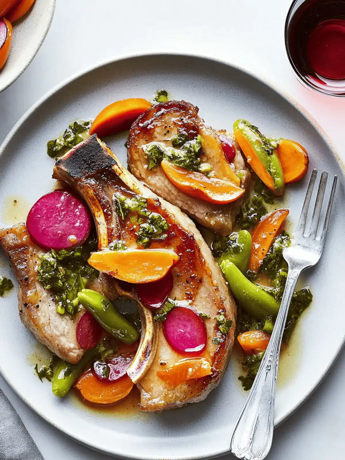 Pork Chops and Padrón Chiles en Escabèche