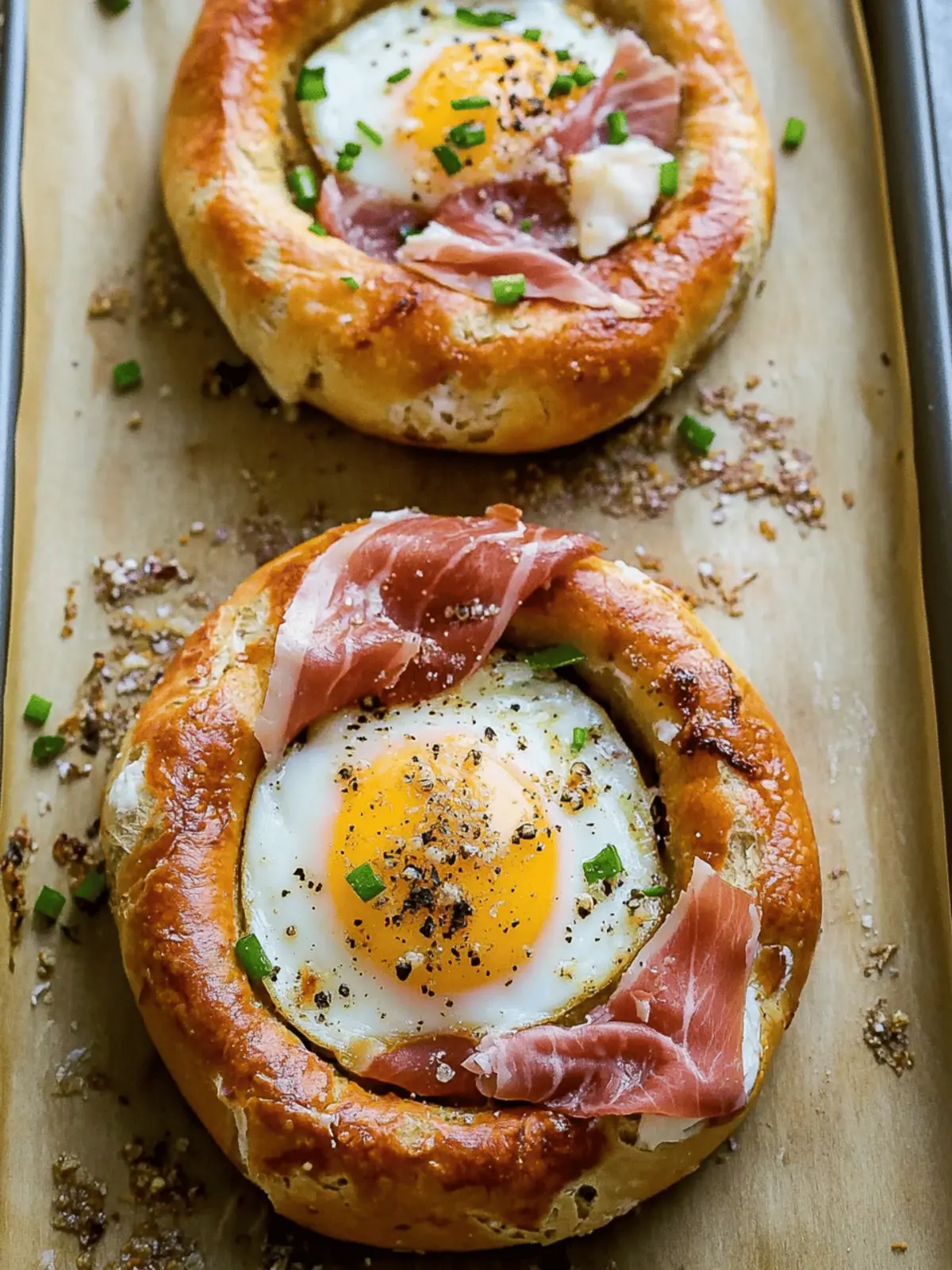 Egg in a Bagel Hole with Cheese & Prosciutto