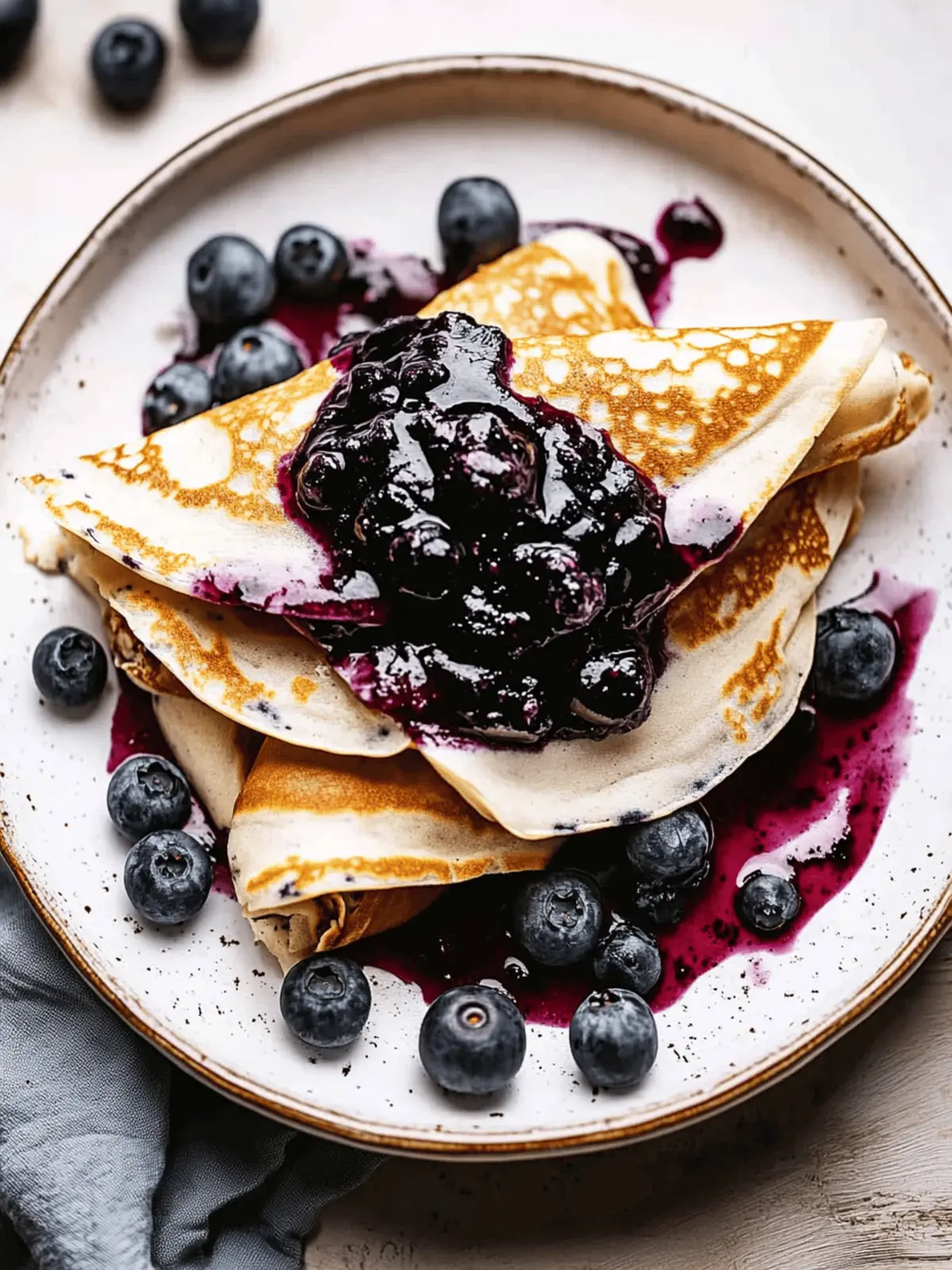 Irresistible Crepes with Blueberry Sauce for Sweet Dreams 3 Crepes with Blueberry Sauce