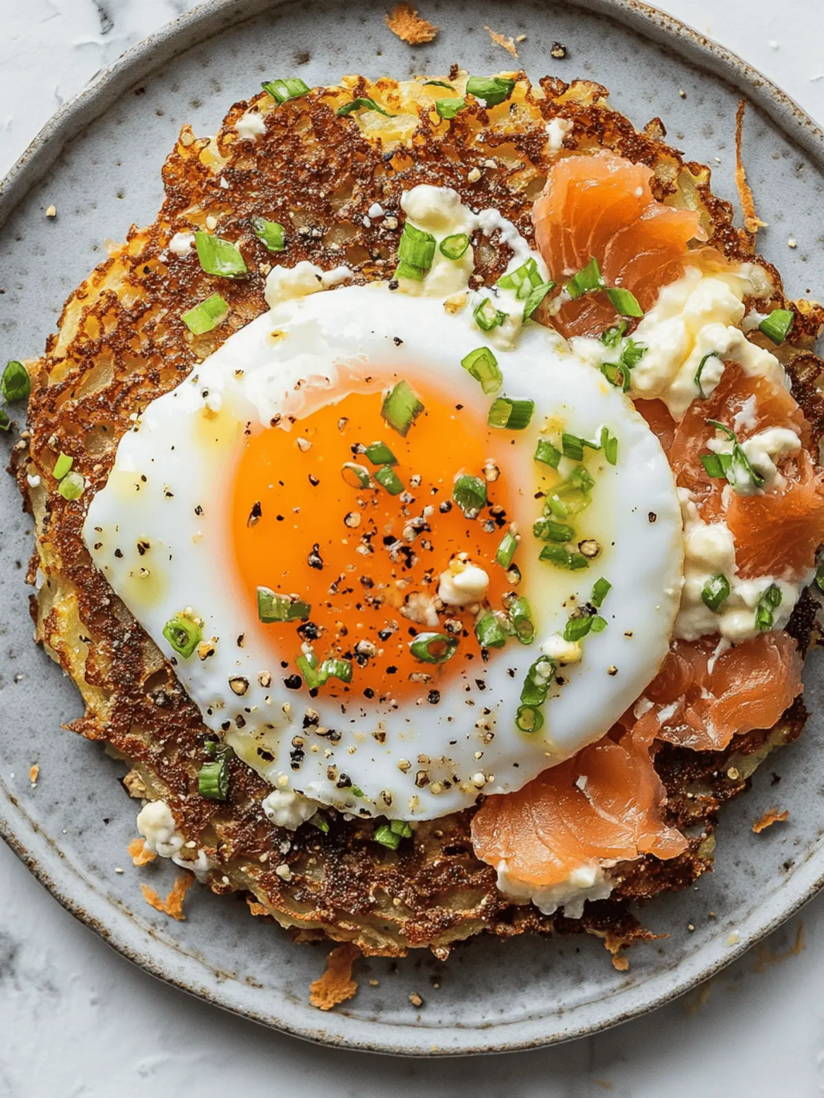 Crispy Potato Pancakes with Smoked Salmon and a Poached Egg