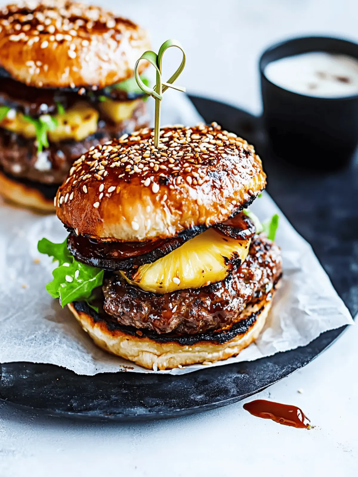 Hawaiian Teriyaki Burgers with Grilled Pineapple