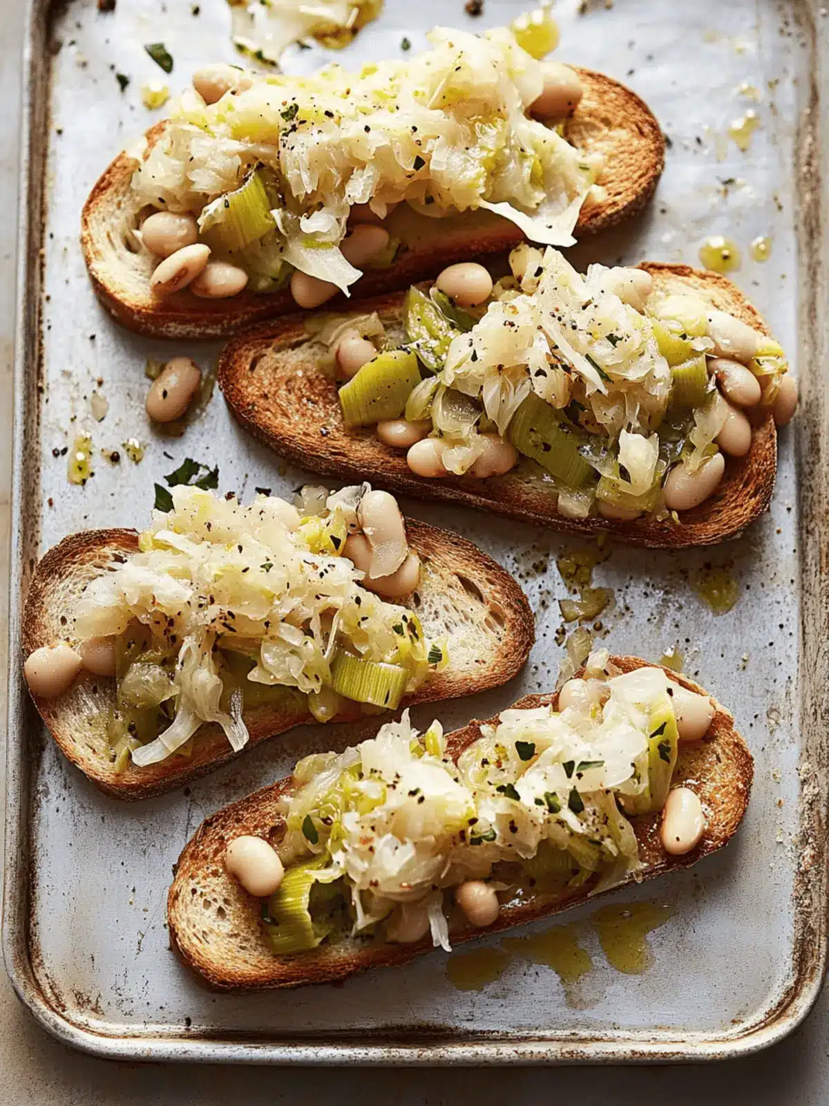 Creamy Leeks and Butter Bean Toasts with Sauerkraut Bliss 5 Creamy Leeks + Butter Bean Toasts with Sauerkraut