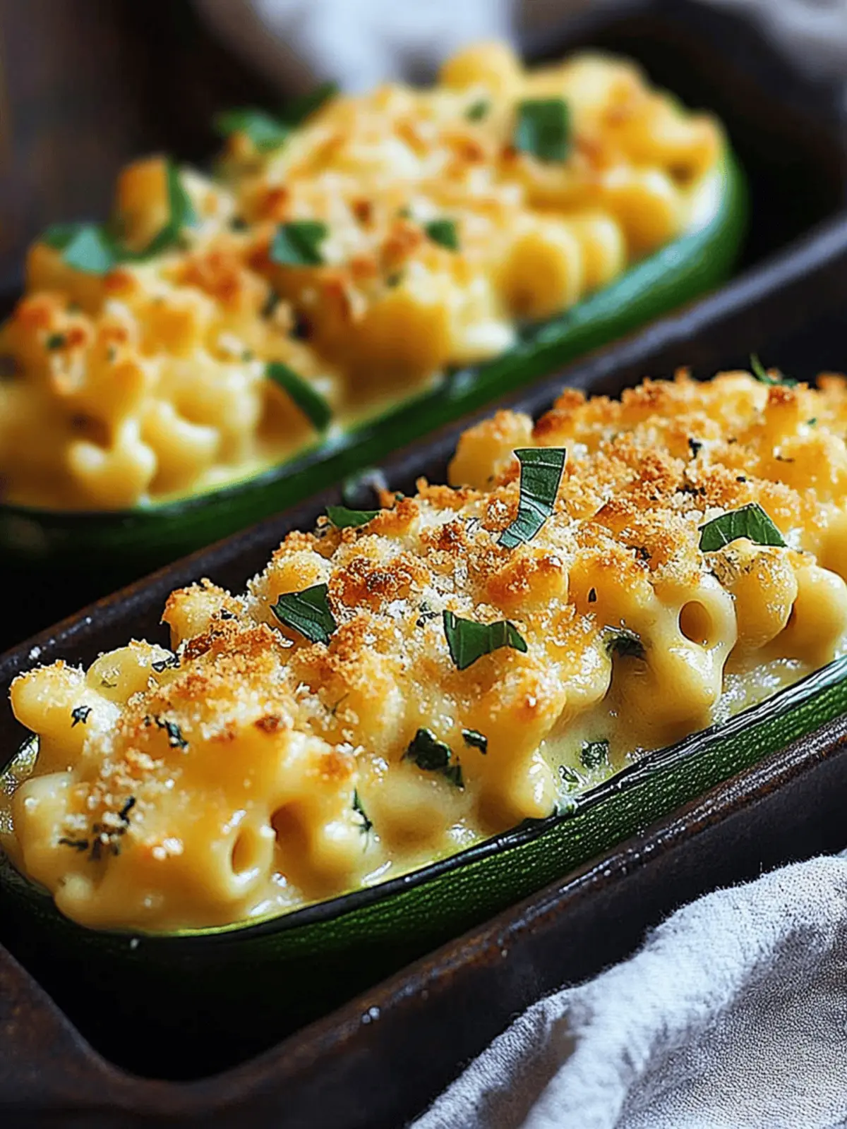 Mac & Cheese Stuffed Zucchini