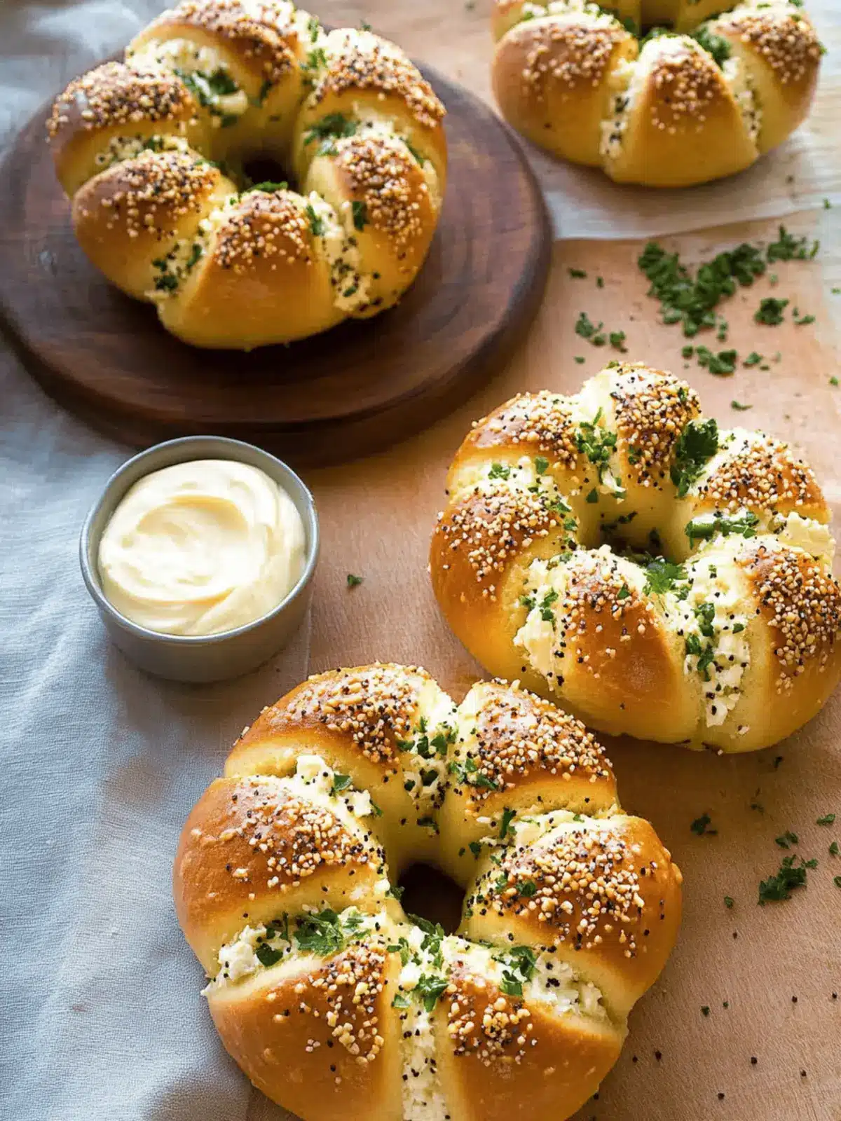 Cream Cheese Stuffed Garlic Bagel
