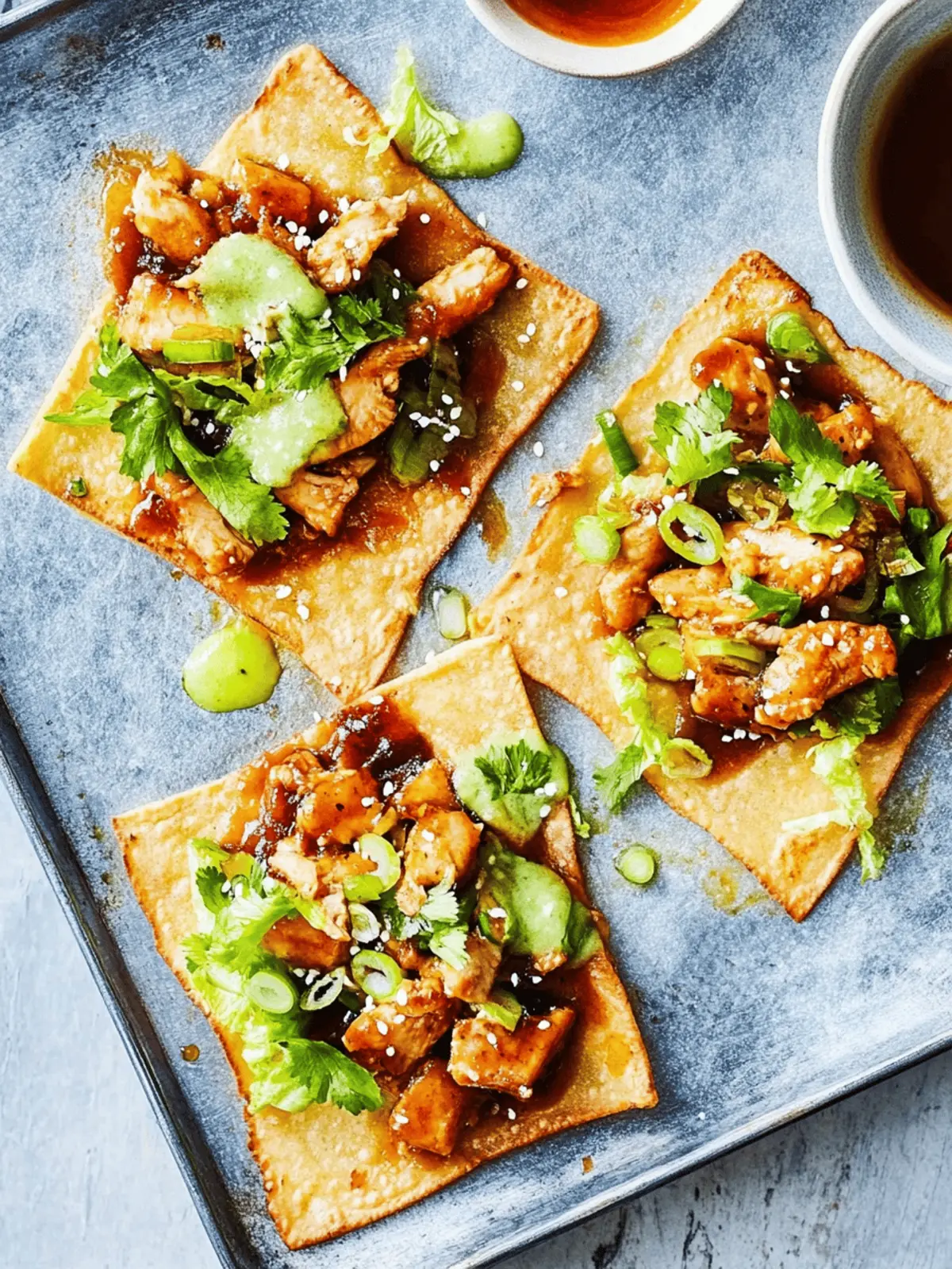 Hoisin Chicken Wonton Tostadas