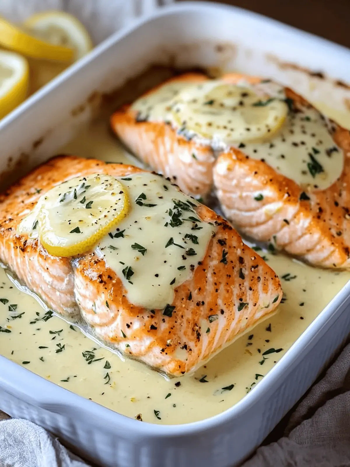 Baked Salmon with Lemon Butter Cream Sauce