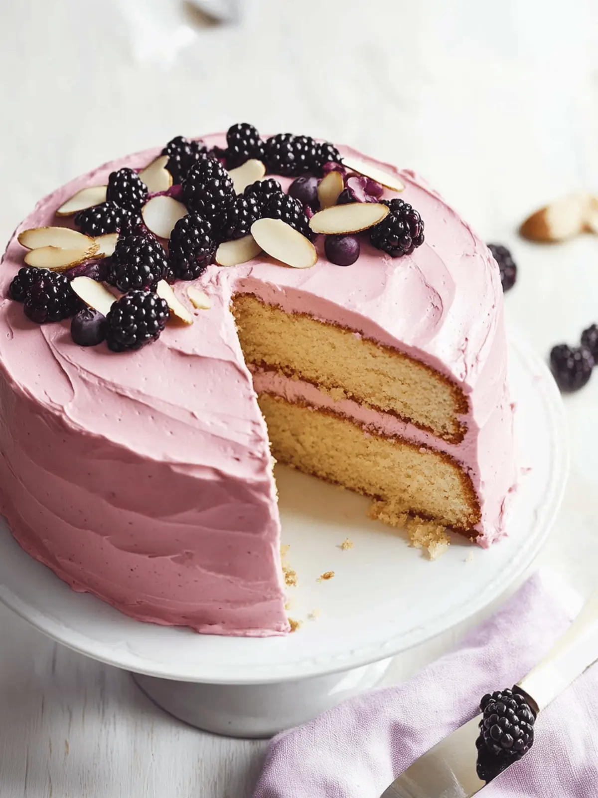 Almond Layer Cake with Blackberry Buttercream