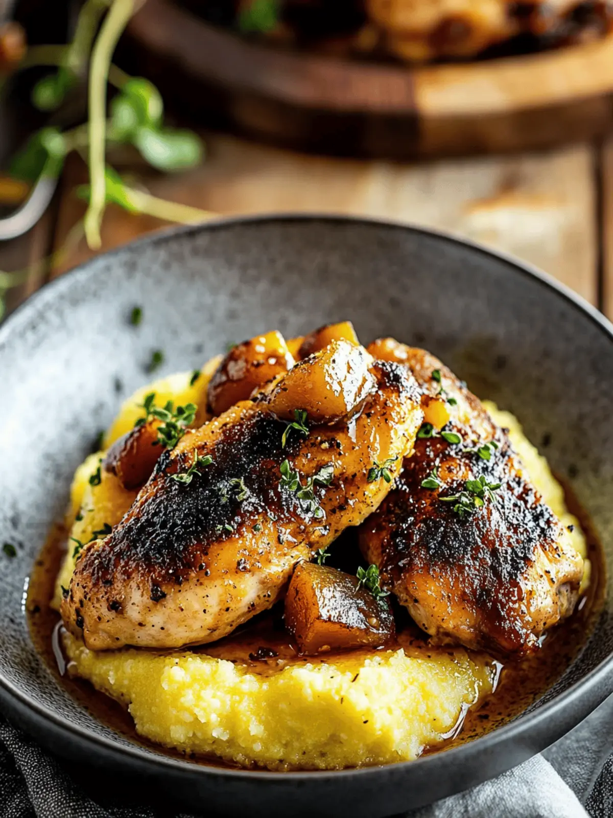 Spicy Maple Mustard Chicken With Creamy Polenta