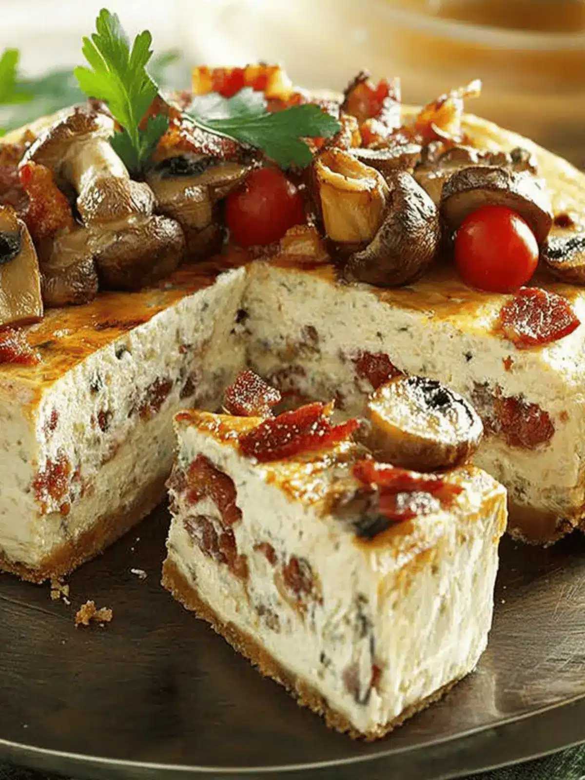 Mushroom and Bacon Cheesecake