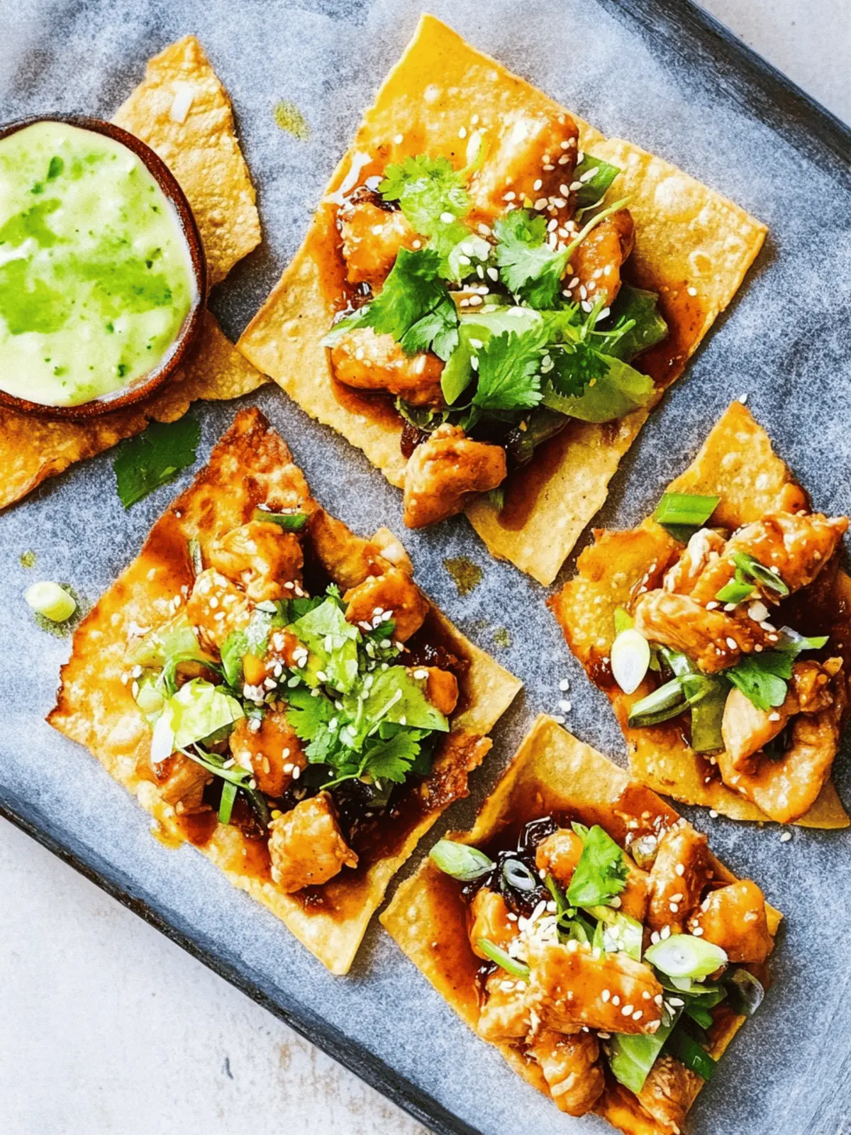 Hoisin Chicken Wonton Tostadas