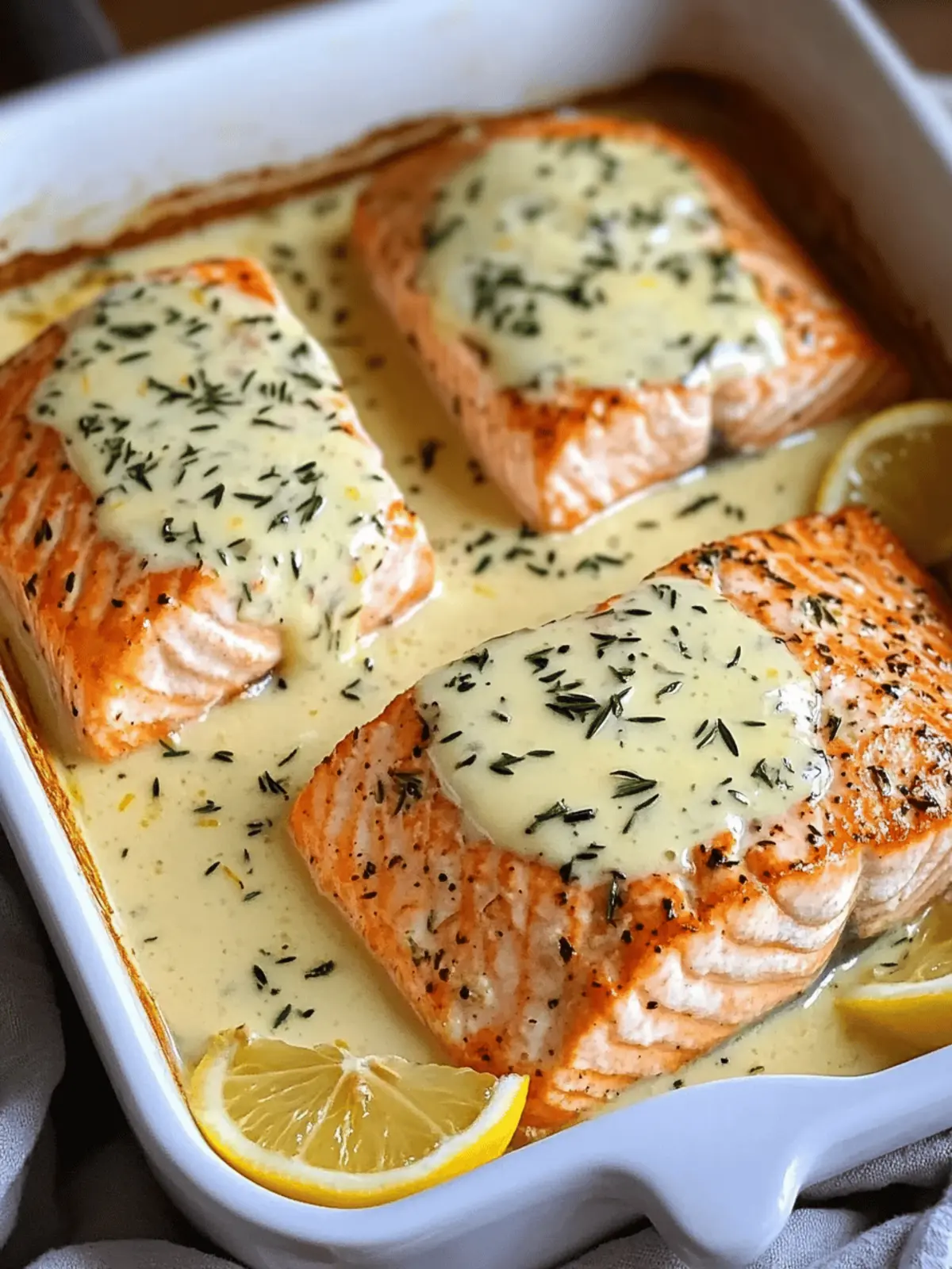 Baked Salmon with Lemon Butter Cream Sauce