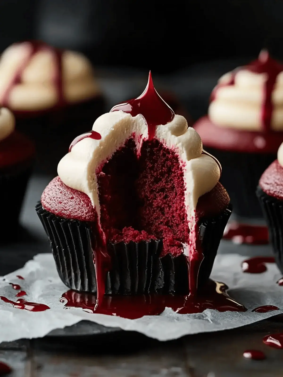 Halloween Vampire Bite Cupcakes