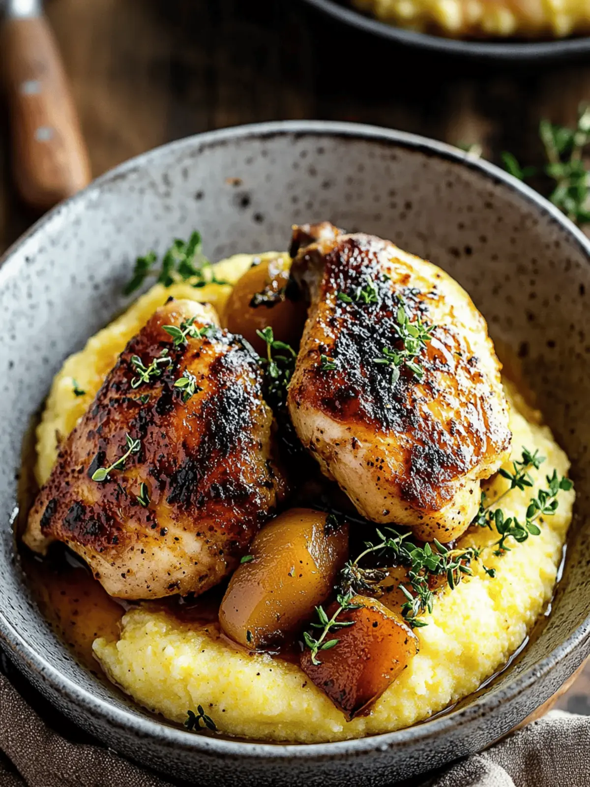 Spicy Maple Mustard Chicken With Creamy Polenta