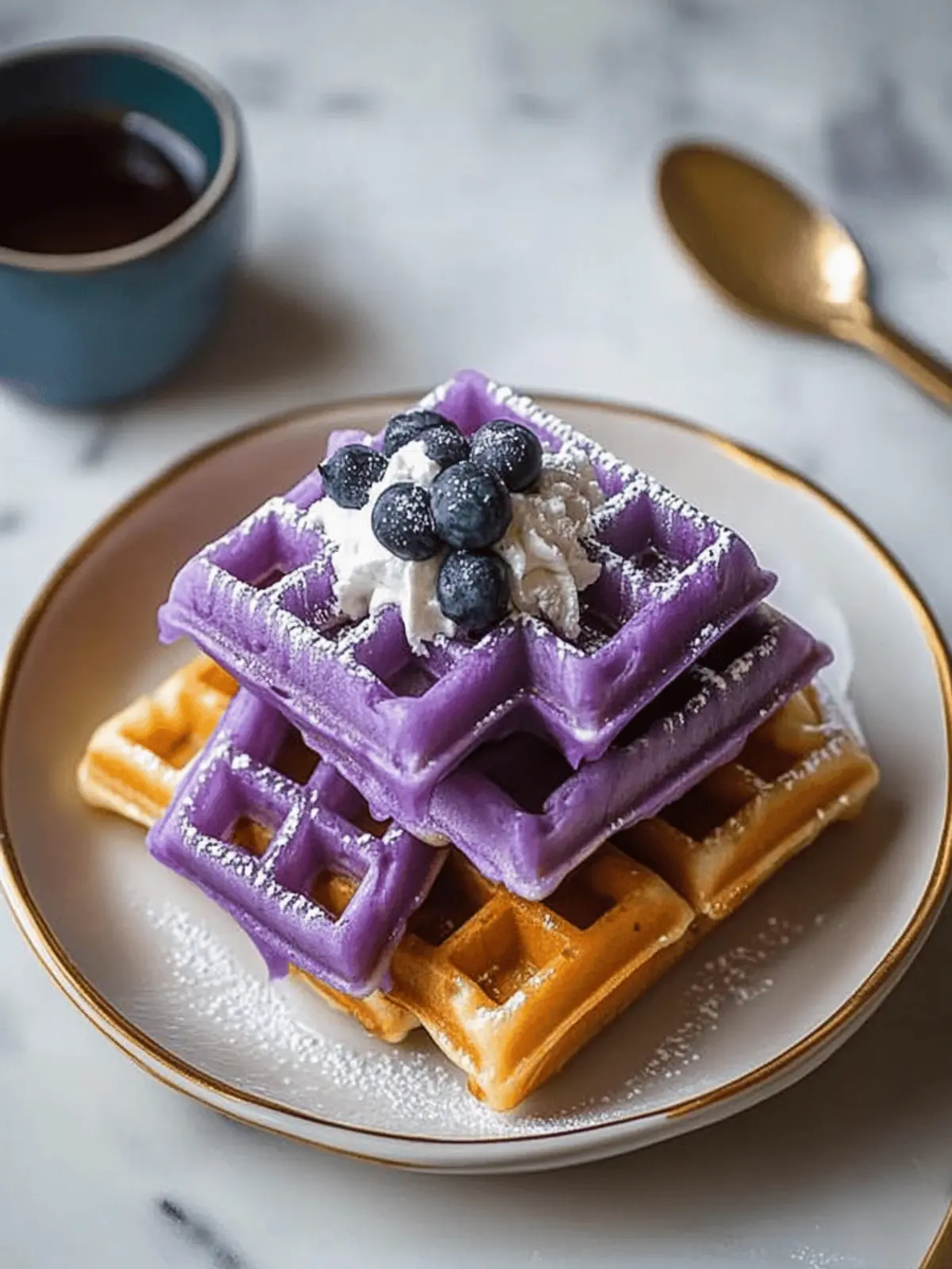 Ube Waffles with Macapuno Syrup
