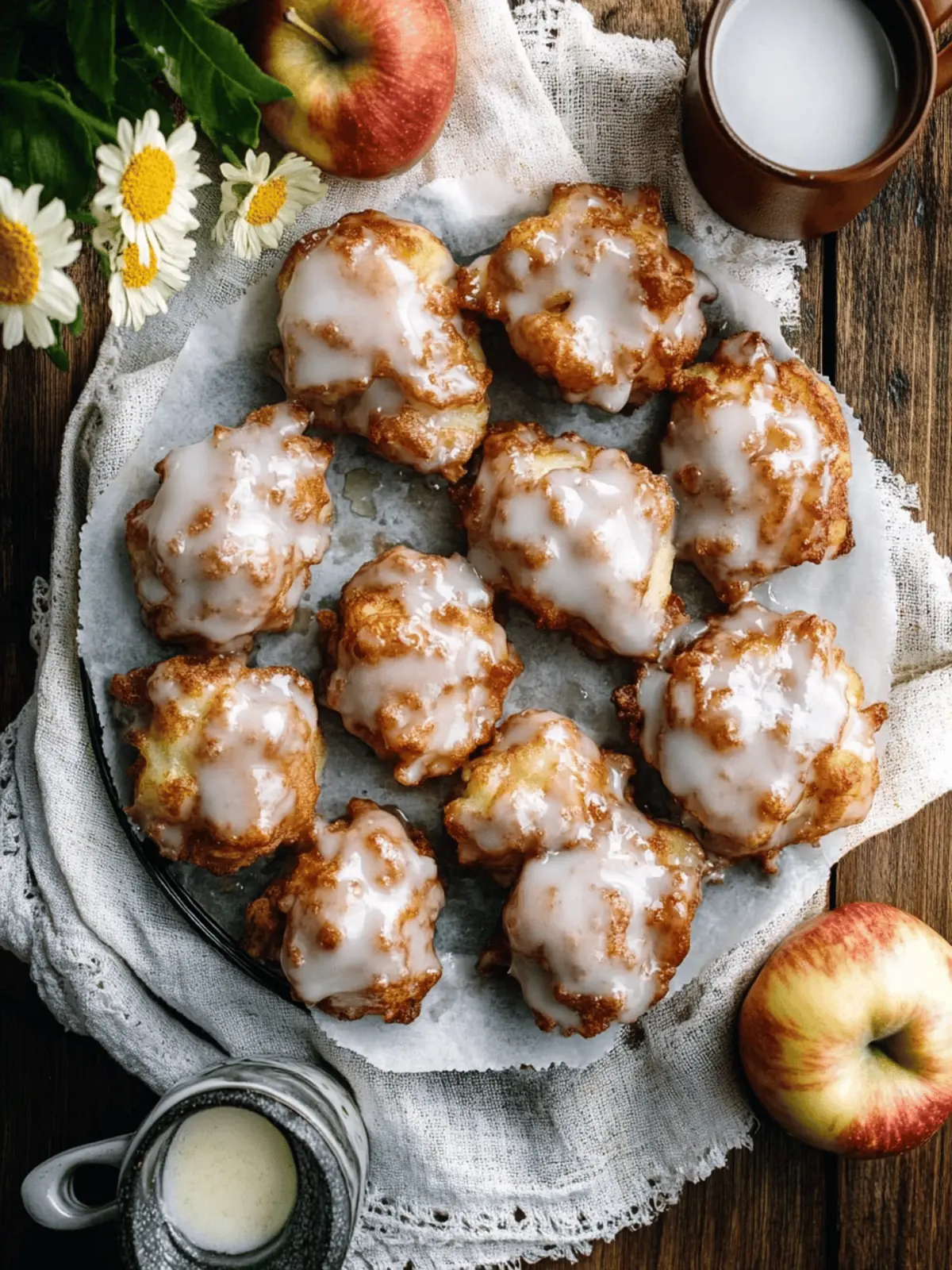 Apple Fritters with Salted Maple Glaze
