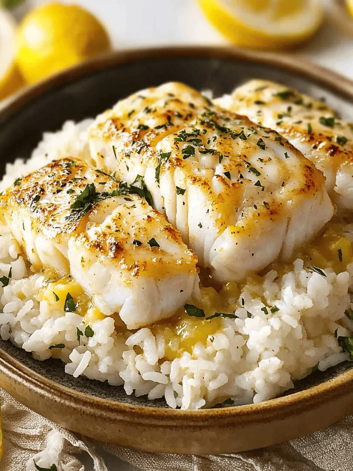 Lemon Butter Cod with Rice