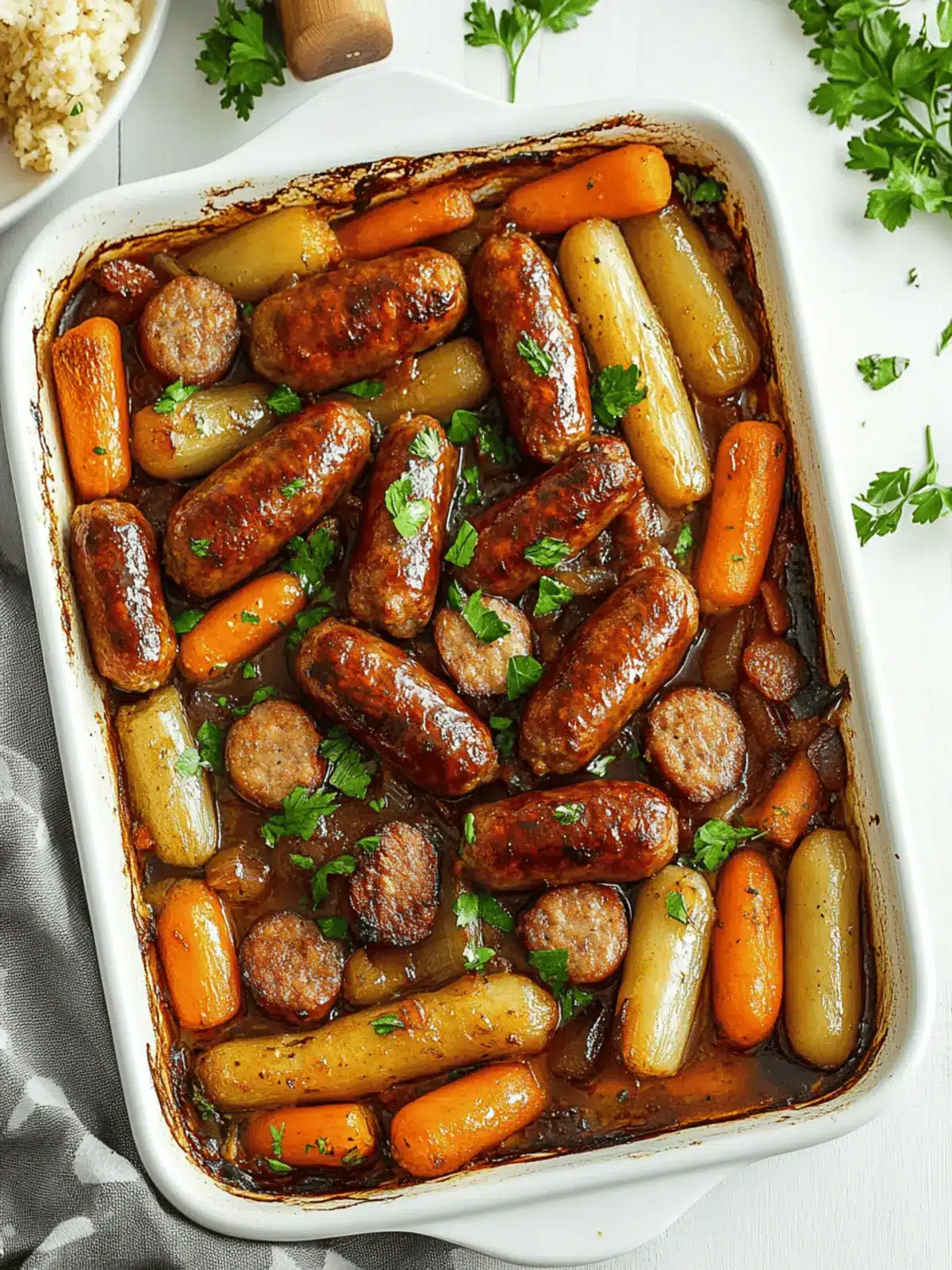 Quick Pork Sausage Tray Bake