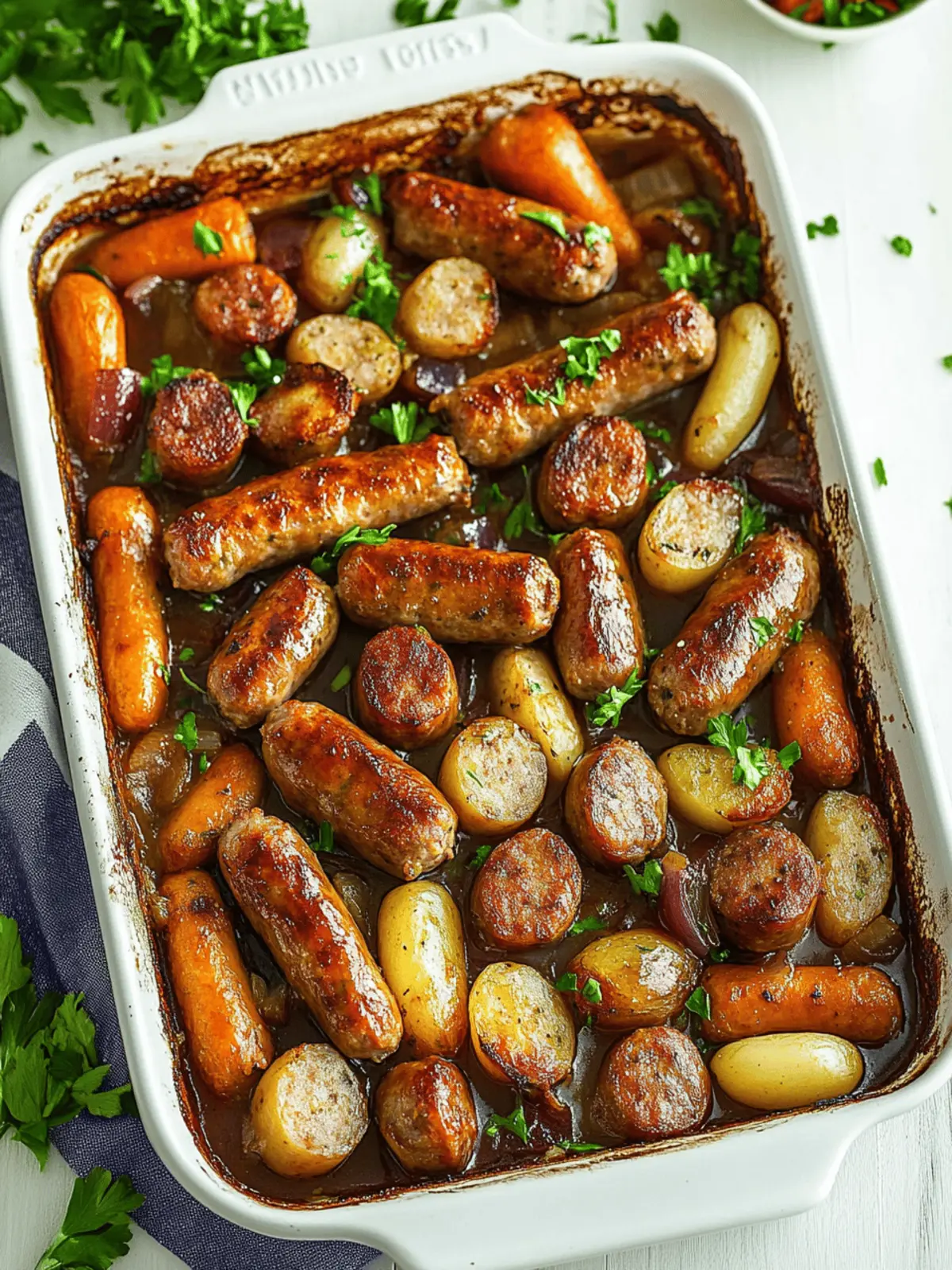 Quick Pork Sausage Tray Bake
