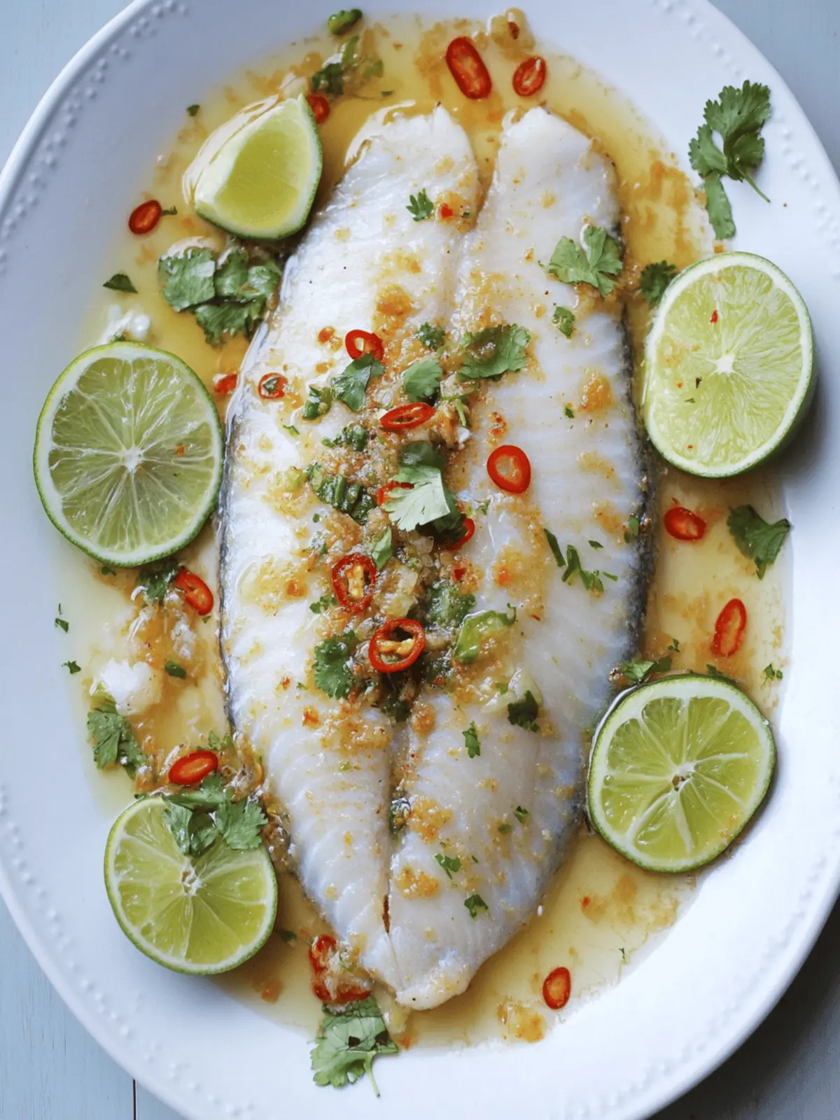 Steamed Fish with Lime, Garlic, and Chilies