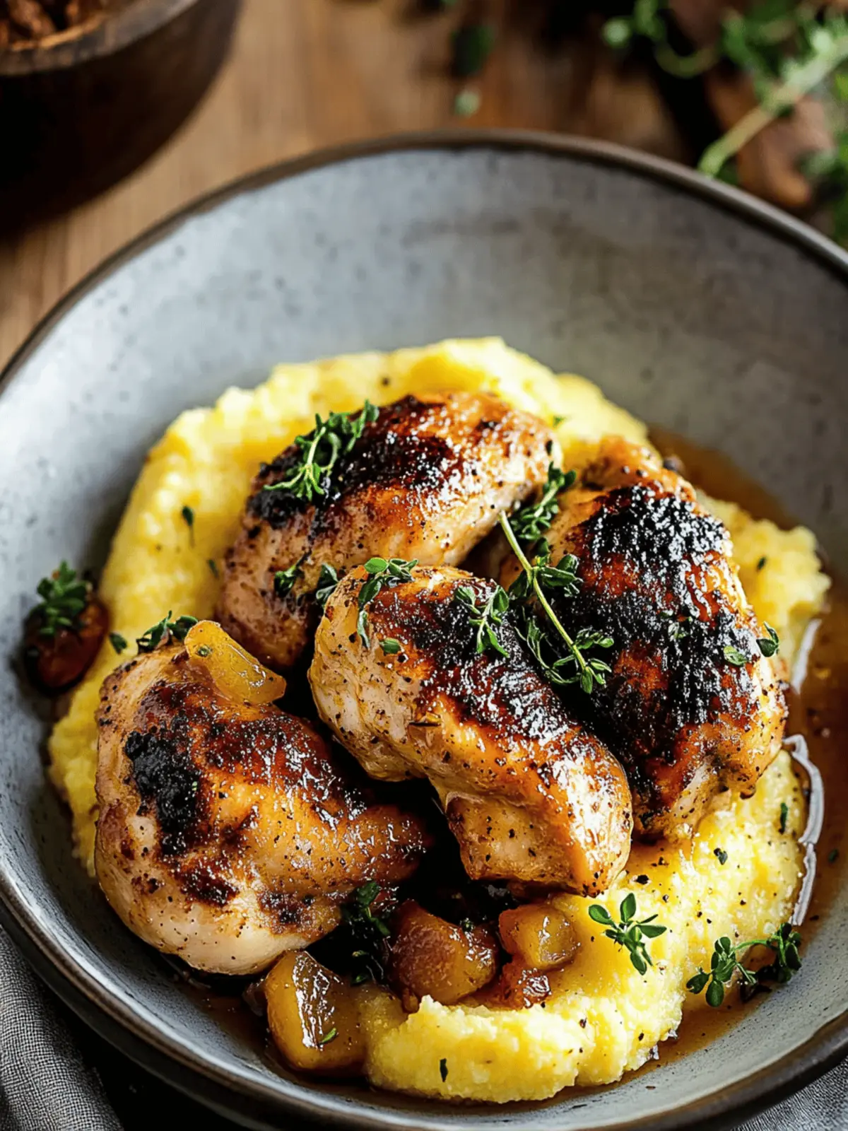Spicy Maple Mustard Chicken With Creamy Polenta