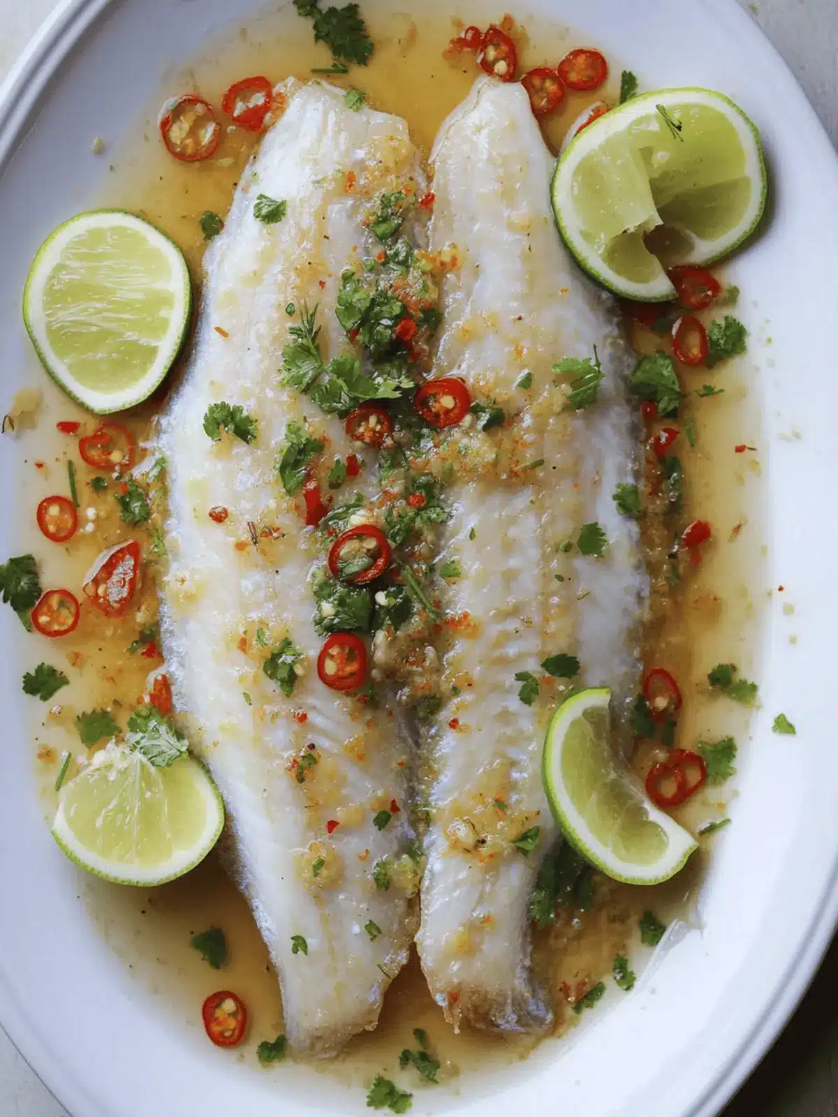 Steamed Fish with Lime, Garlic, and Chilies
