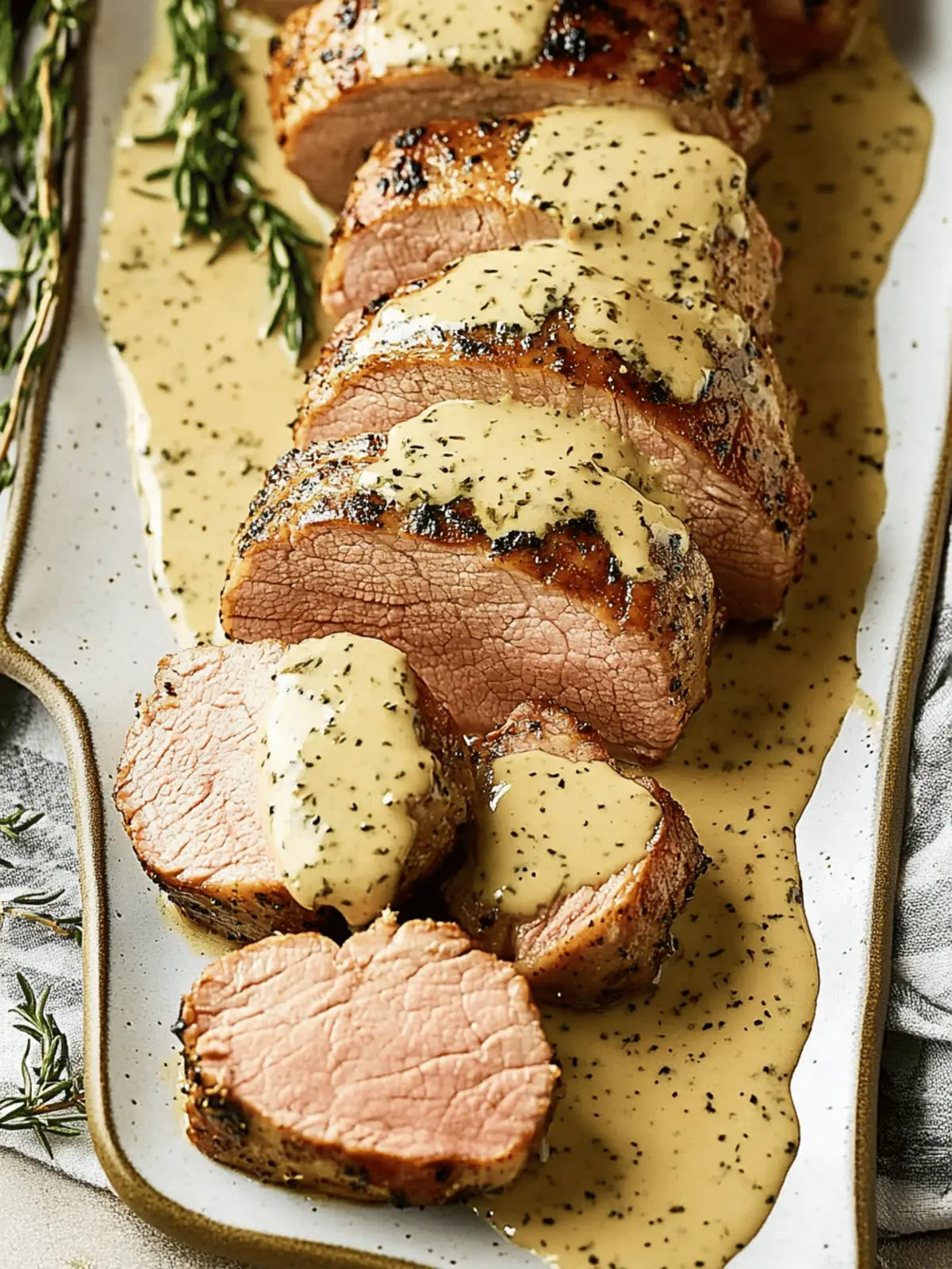 Oven-Baked Pork Tenderloin with Dijon Cream Sauce