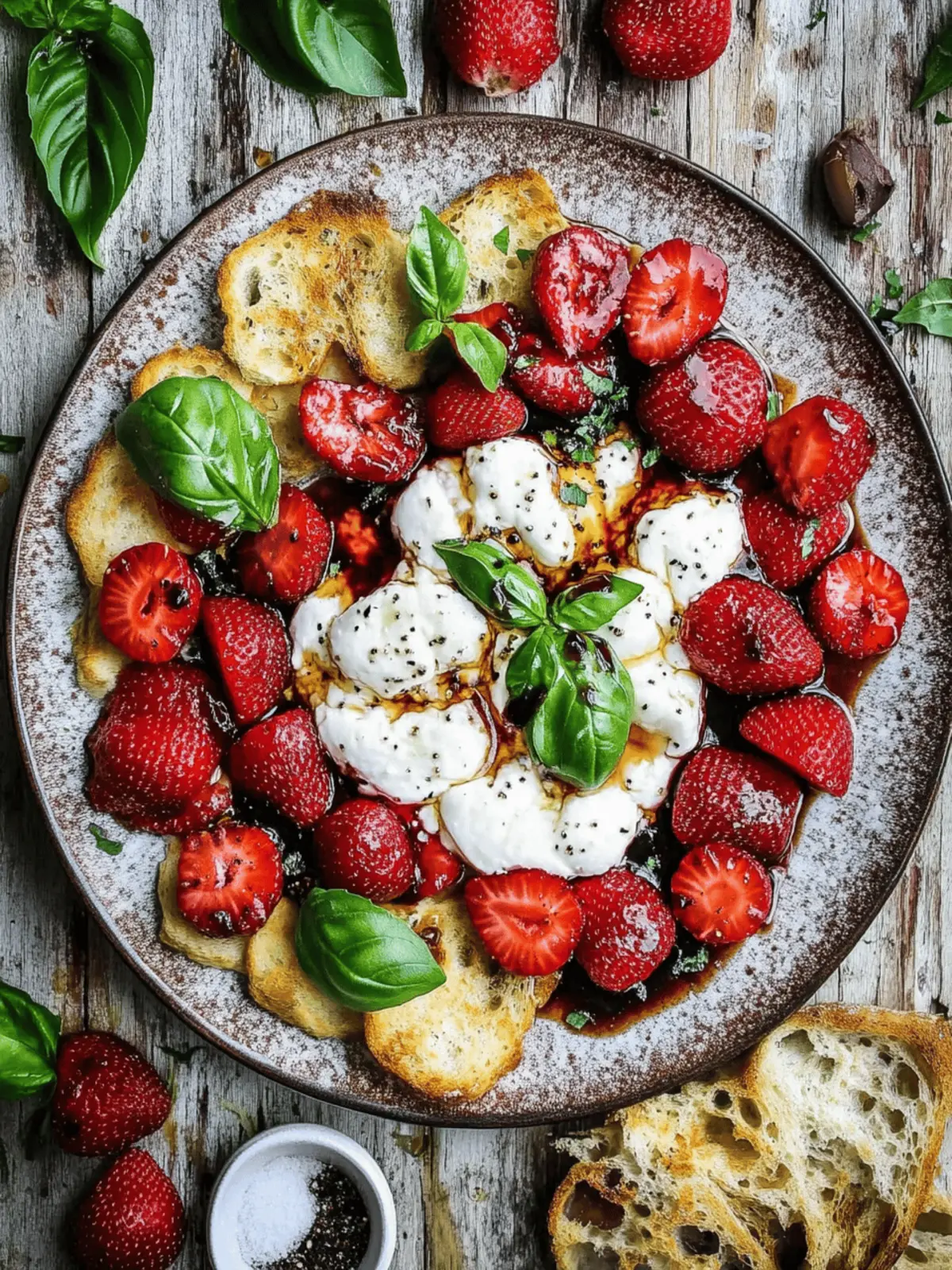 Burrata with Balsamic Strawberries & Basil