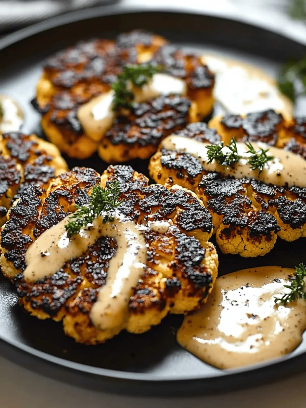 Smoky Cauliflower Steaks with Garlic Lemon Sauce