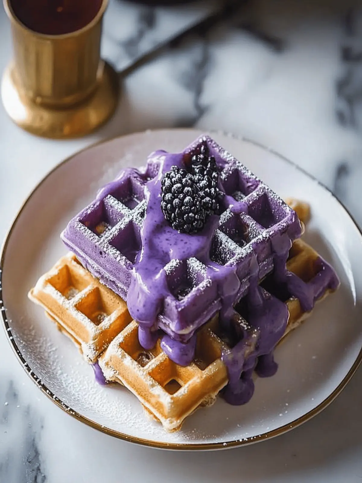 Ube Waffles with Macapuno Syrup