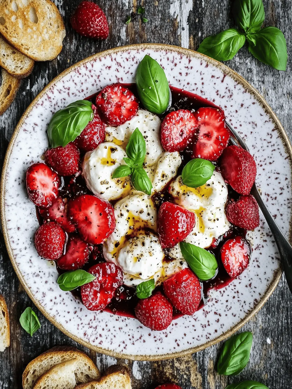 Burrata with Balsamic Strawberries & Basil