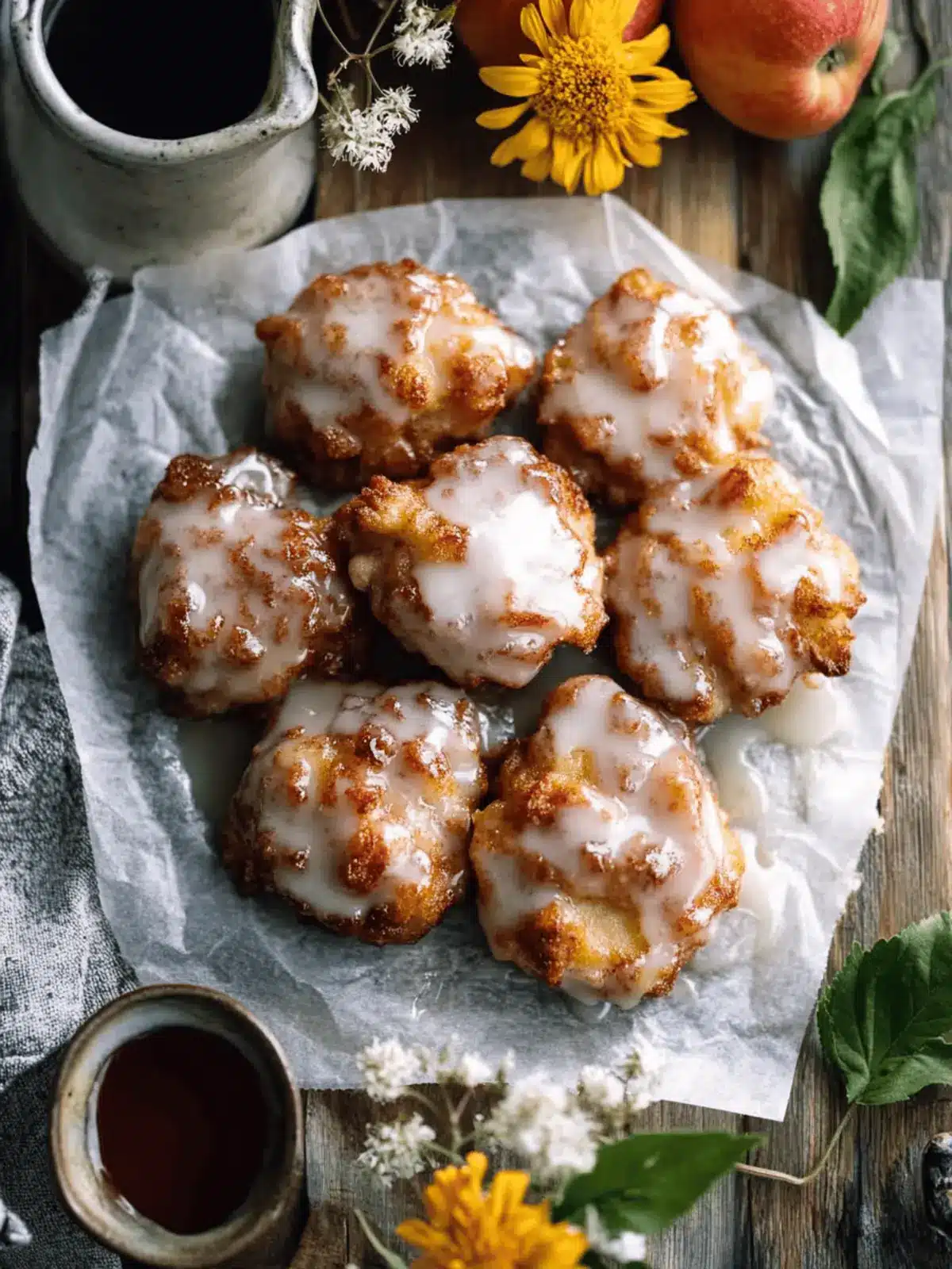 Apple Fritters with Salted Maple Glaze