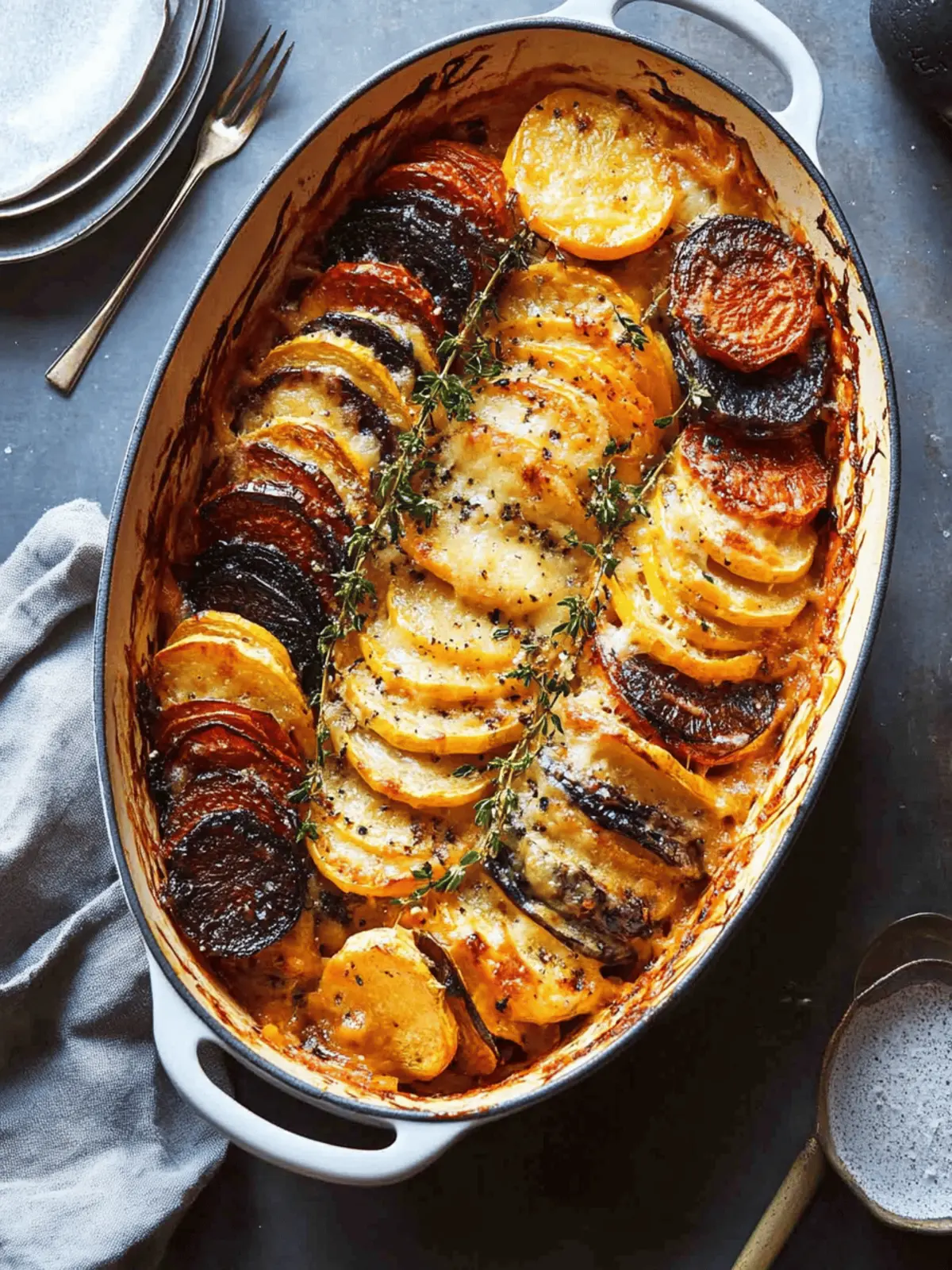 Cheesy Root Vegetable Gratin